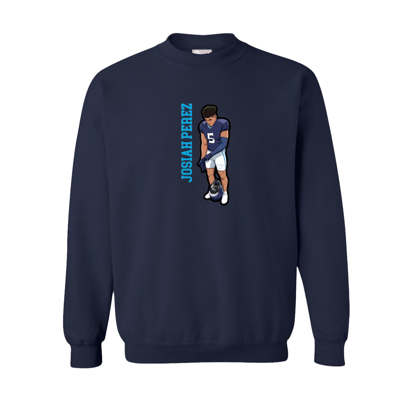 Fleece Crew — Name Vertical in Navy