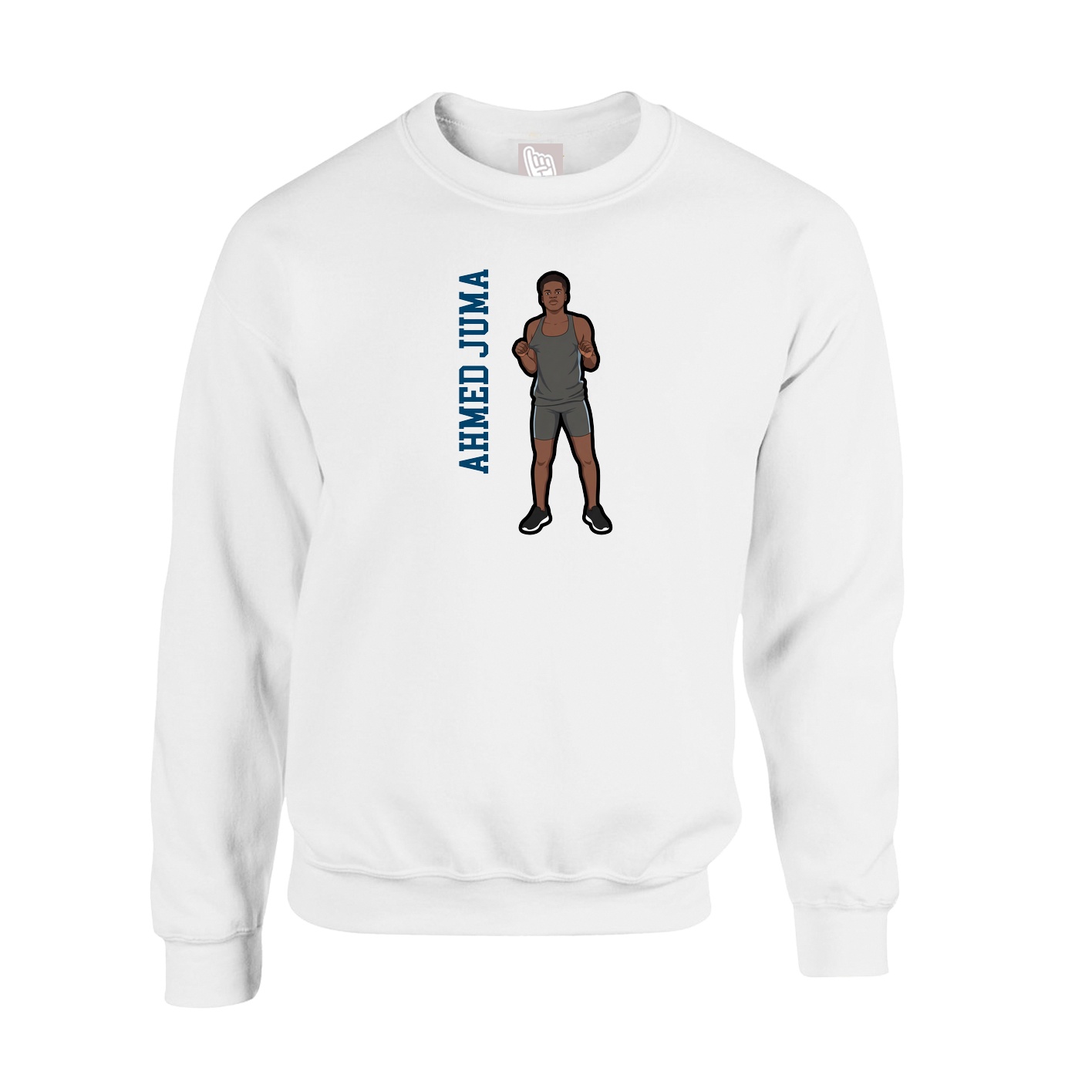 Fleece Crew — Name Vertical in White