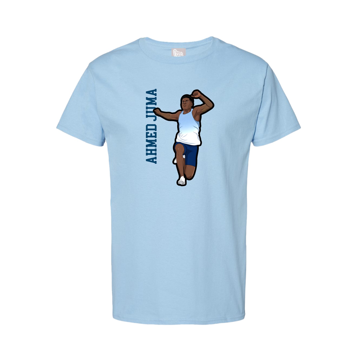 Youth Tee — Name Vertical in Light Blue
