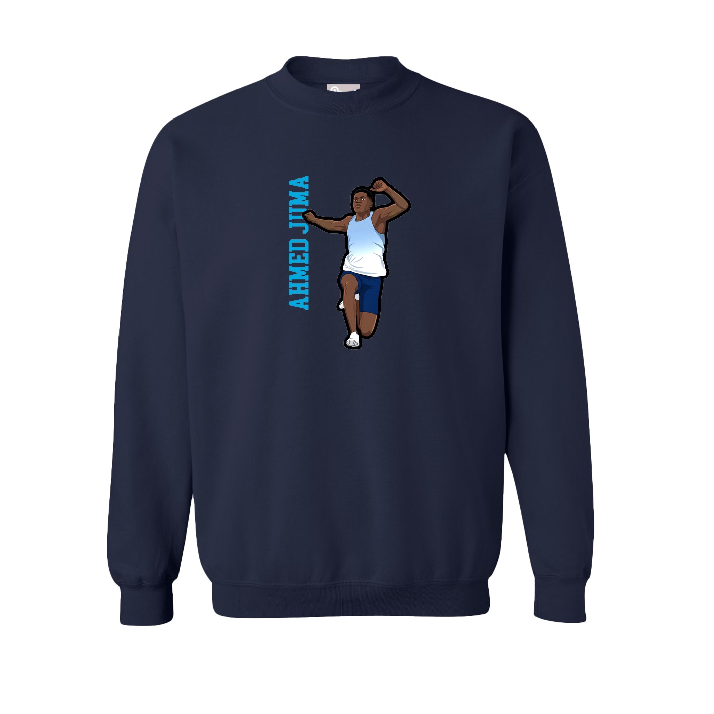 Fleece Crew — Name Vertical in Navy