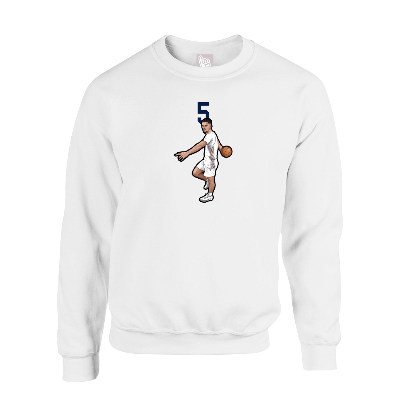 Fleece Crew — Number Top in White