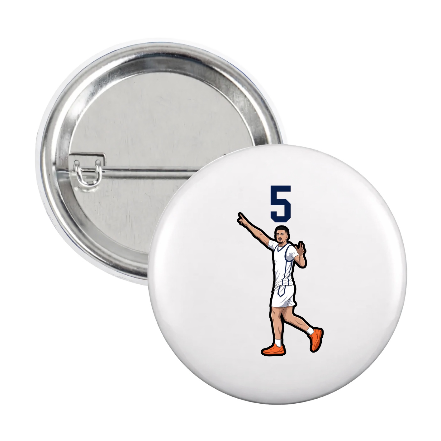 Game Day Button — Number Top in White