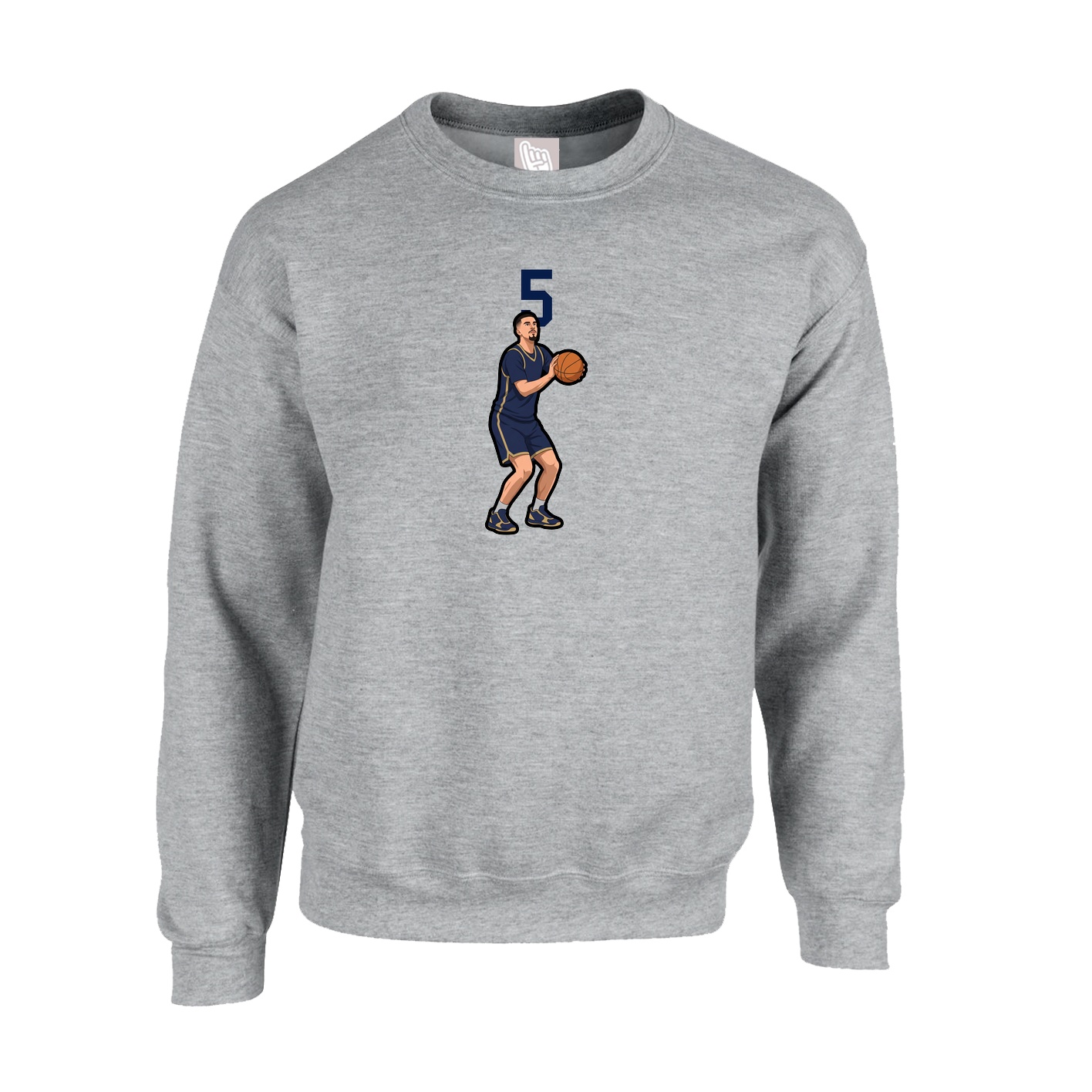 Fleece Crew — Number Top in Grey