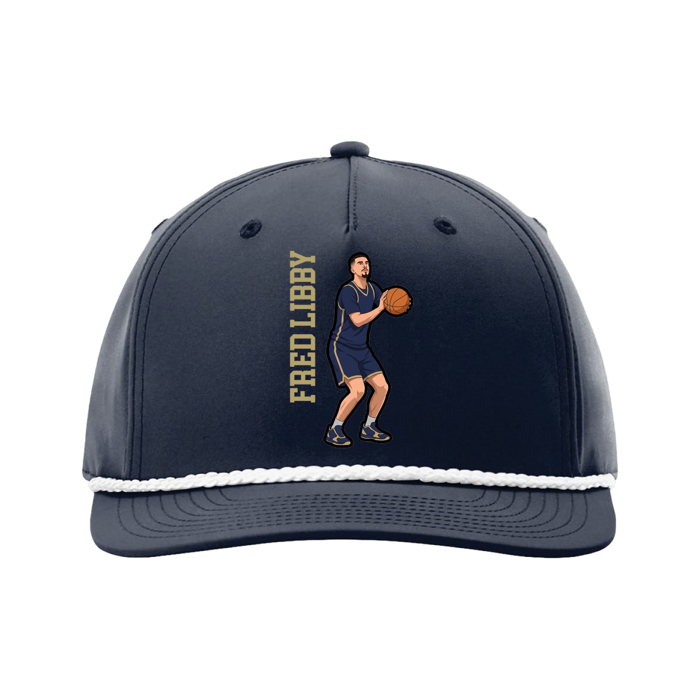 Five-Panel Classic Rope Cap — Name Vertical in Navy