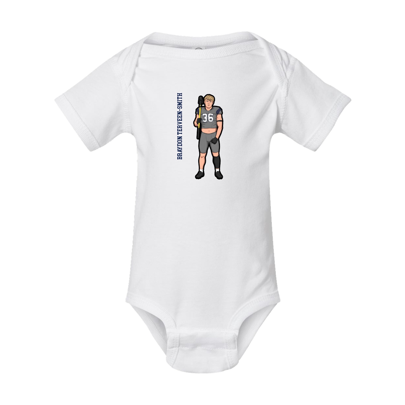 Baby Onesie — Name Vertical in White