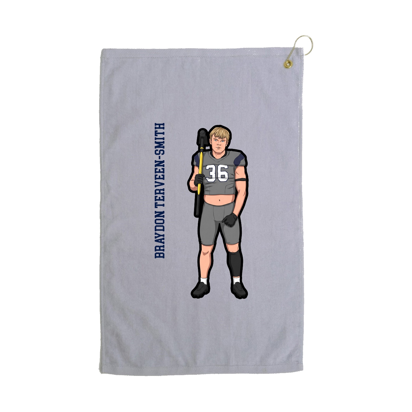 Golf Towel — Name Vertical in Grey
