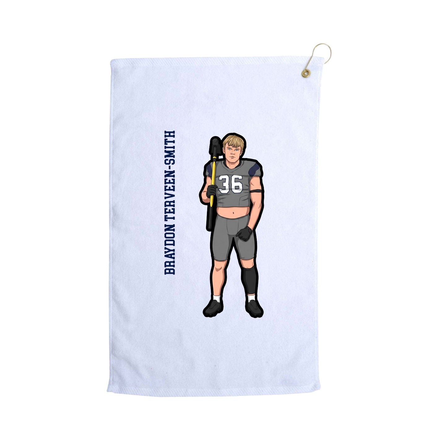 Golf Towel — Name Vertical in White
