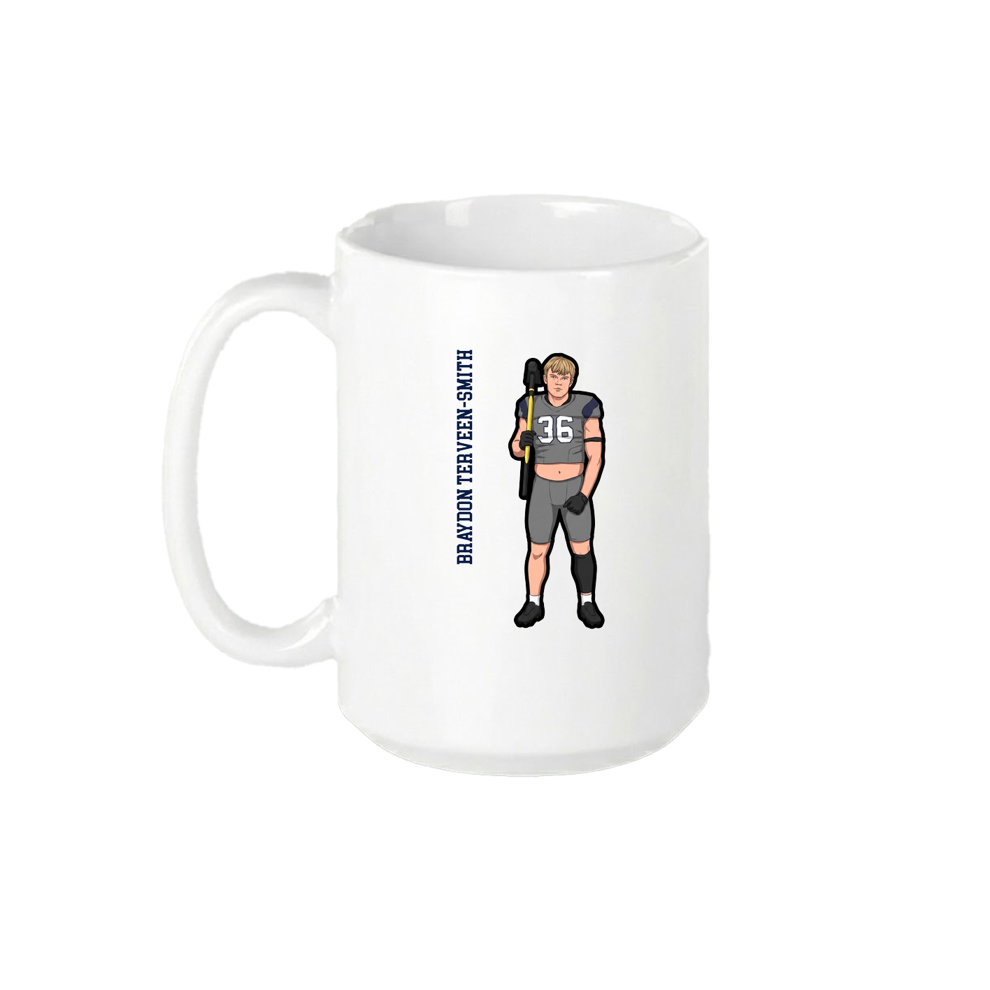15oz Coffee Mug — Name Vertical in White