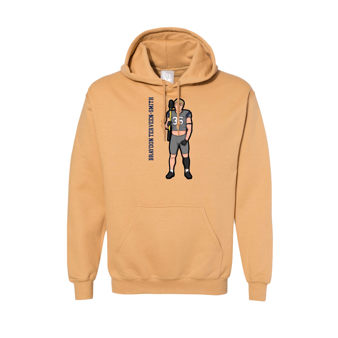 Hoodie — Name Vertical in Vegas Gold