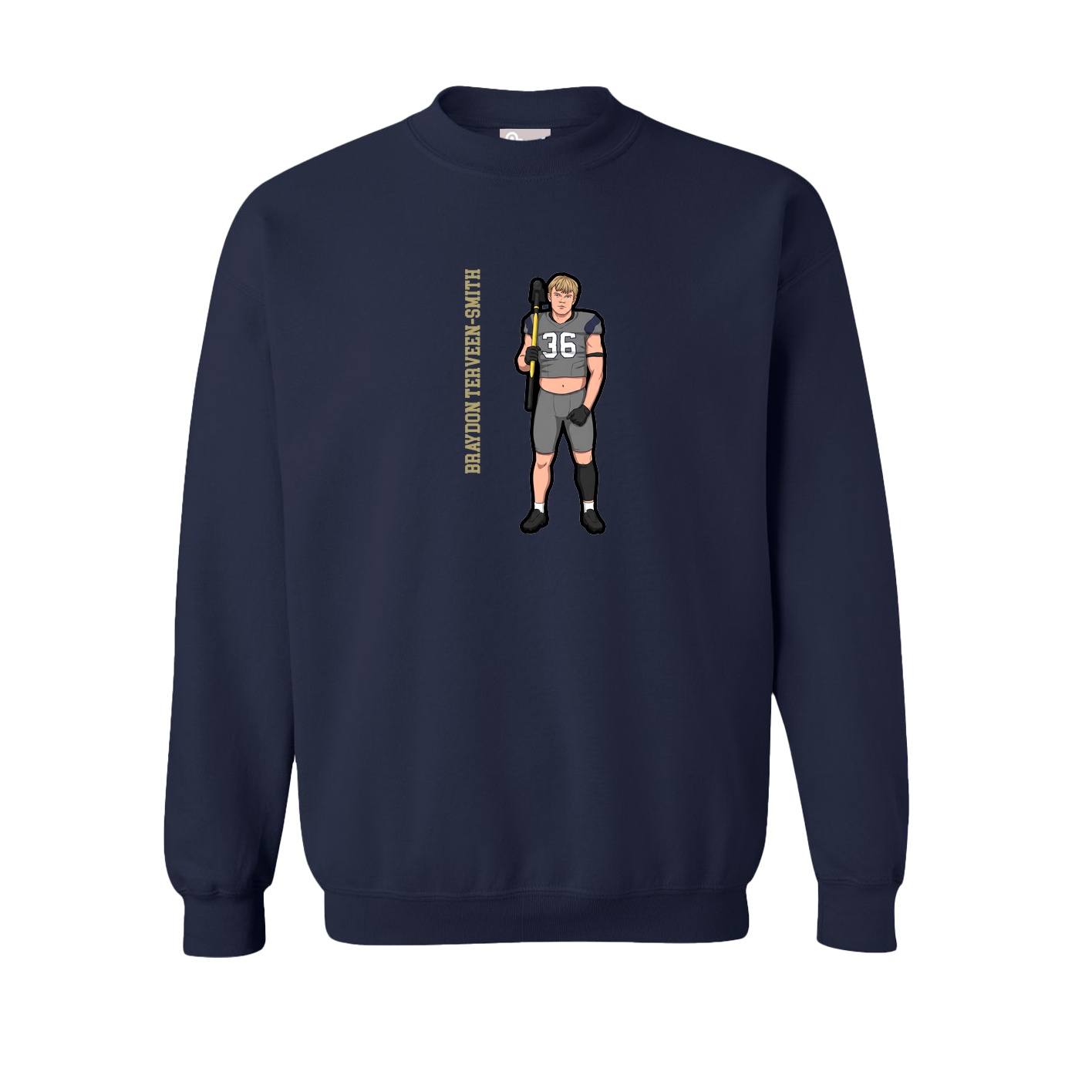 Fleece Crew — Name Vertical in Navy