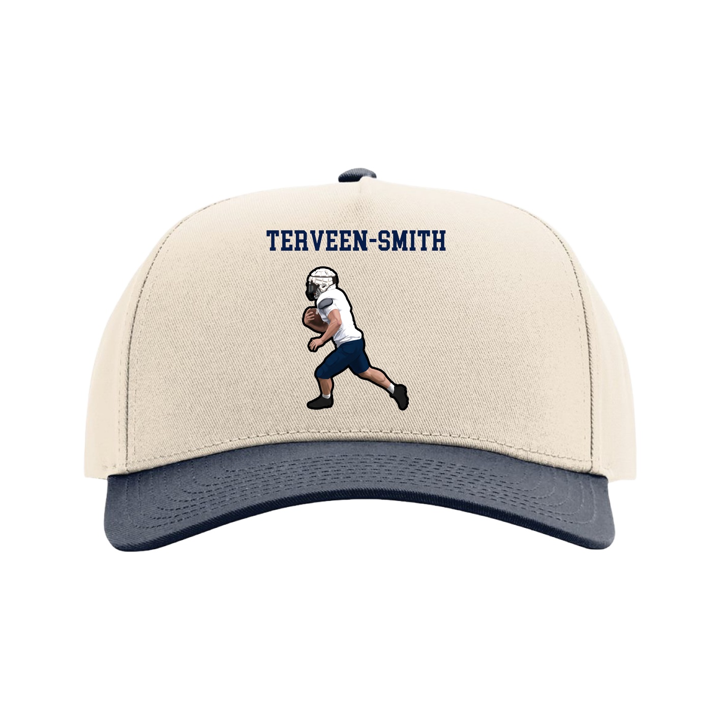 Full Fabric Five-Panel Champ Cap — Shirsey in Cream/Navy