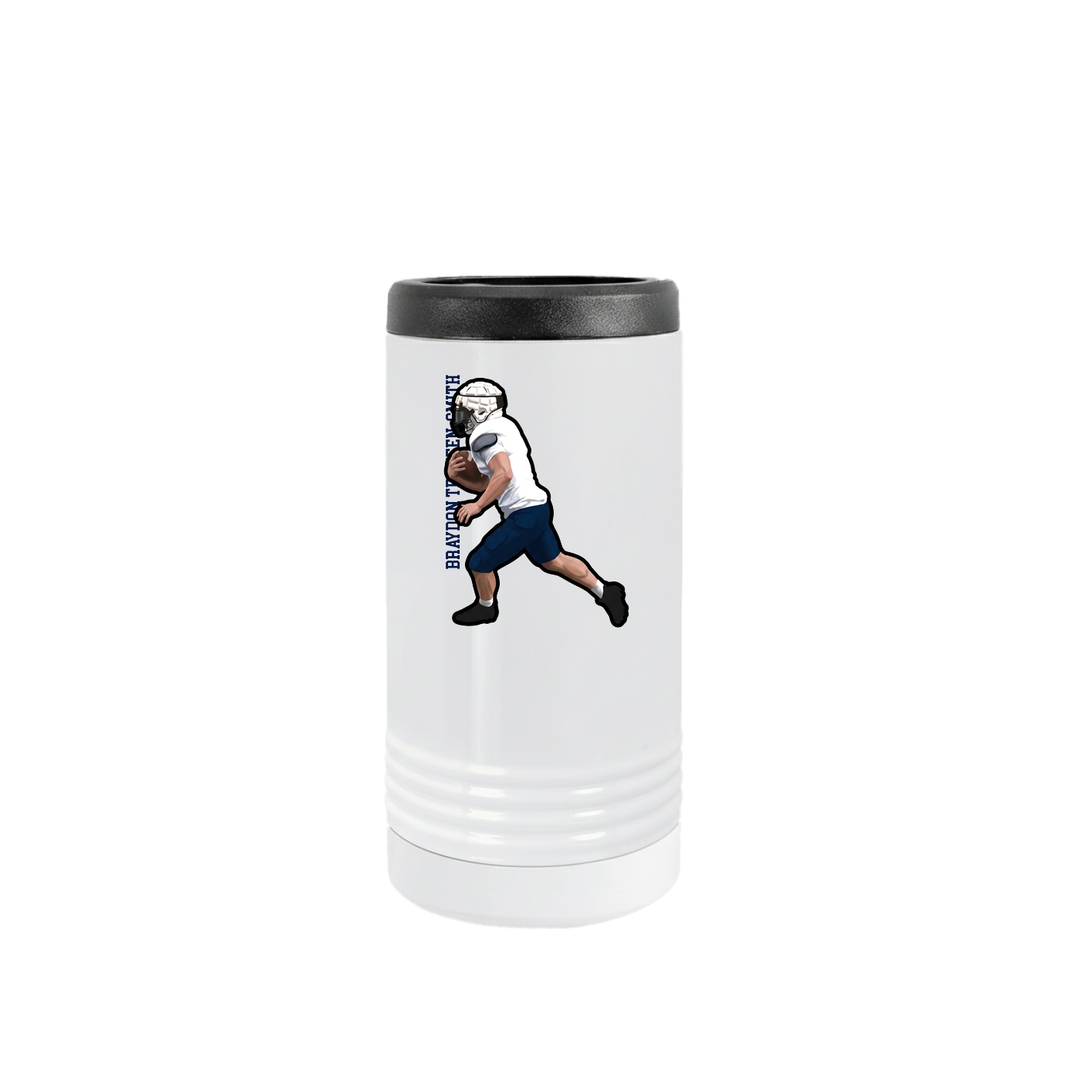 Slim Beverage Holder — Name Vertical in White