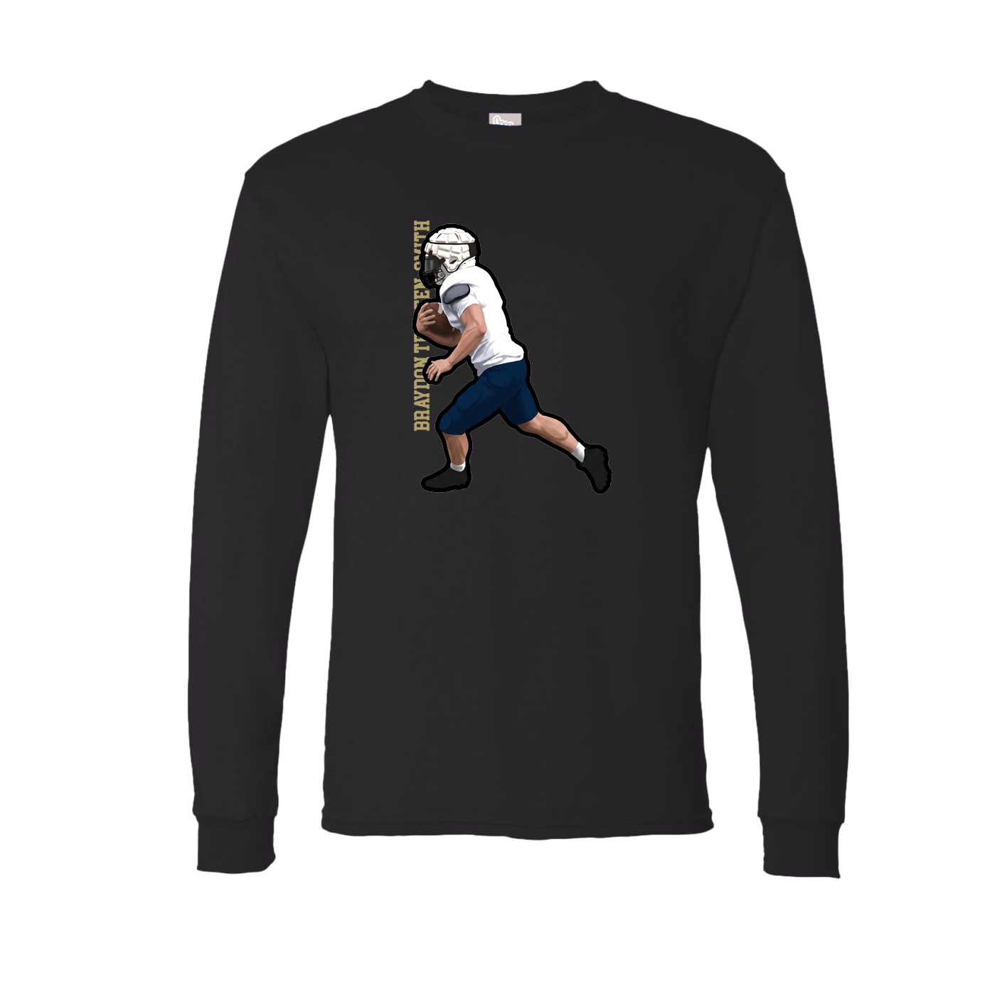 Long Sleeve Tee — Name Vertical in Black