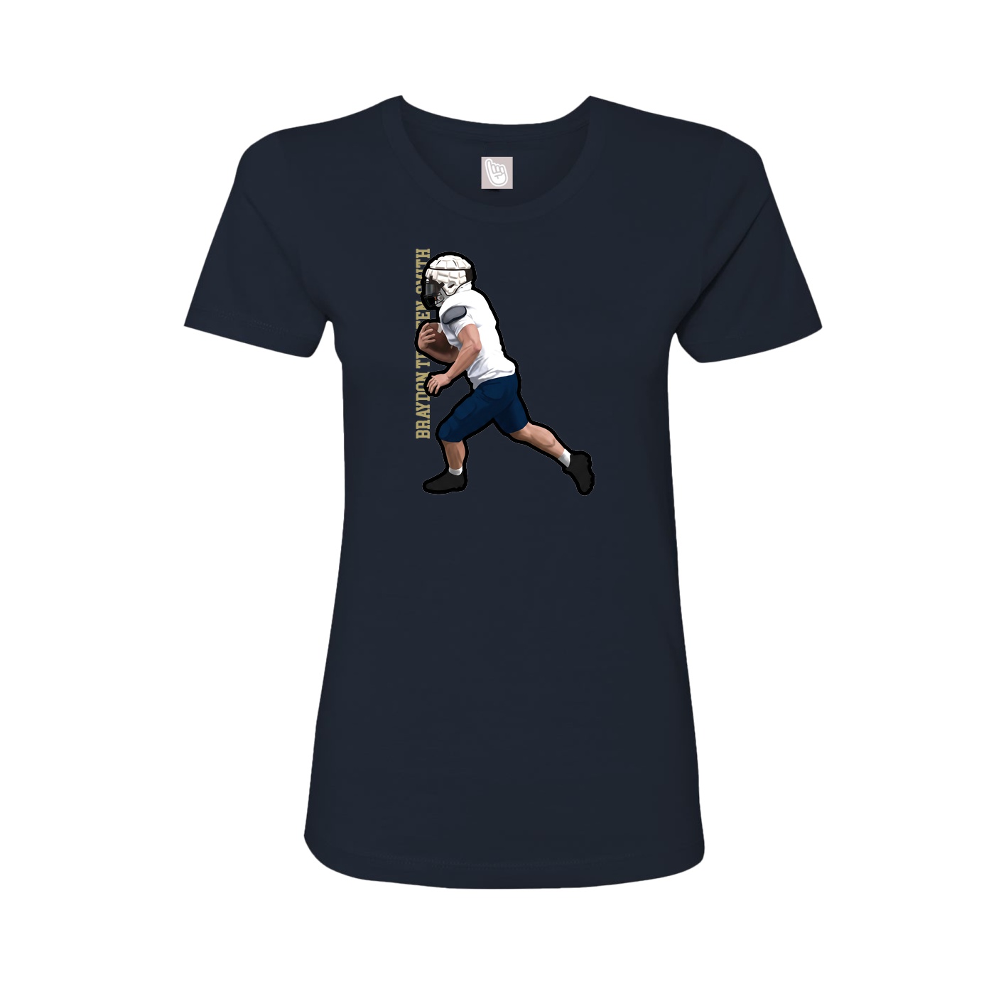 Womens Tee — Name Vertical in Navy