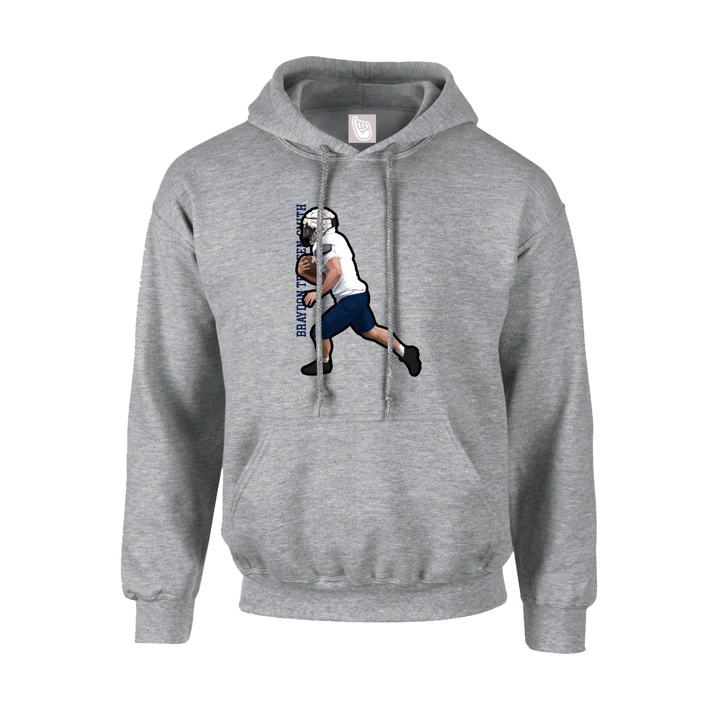 Hoodie — Name Vertical in Grey