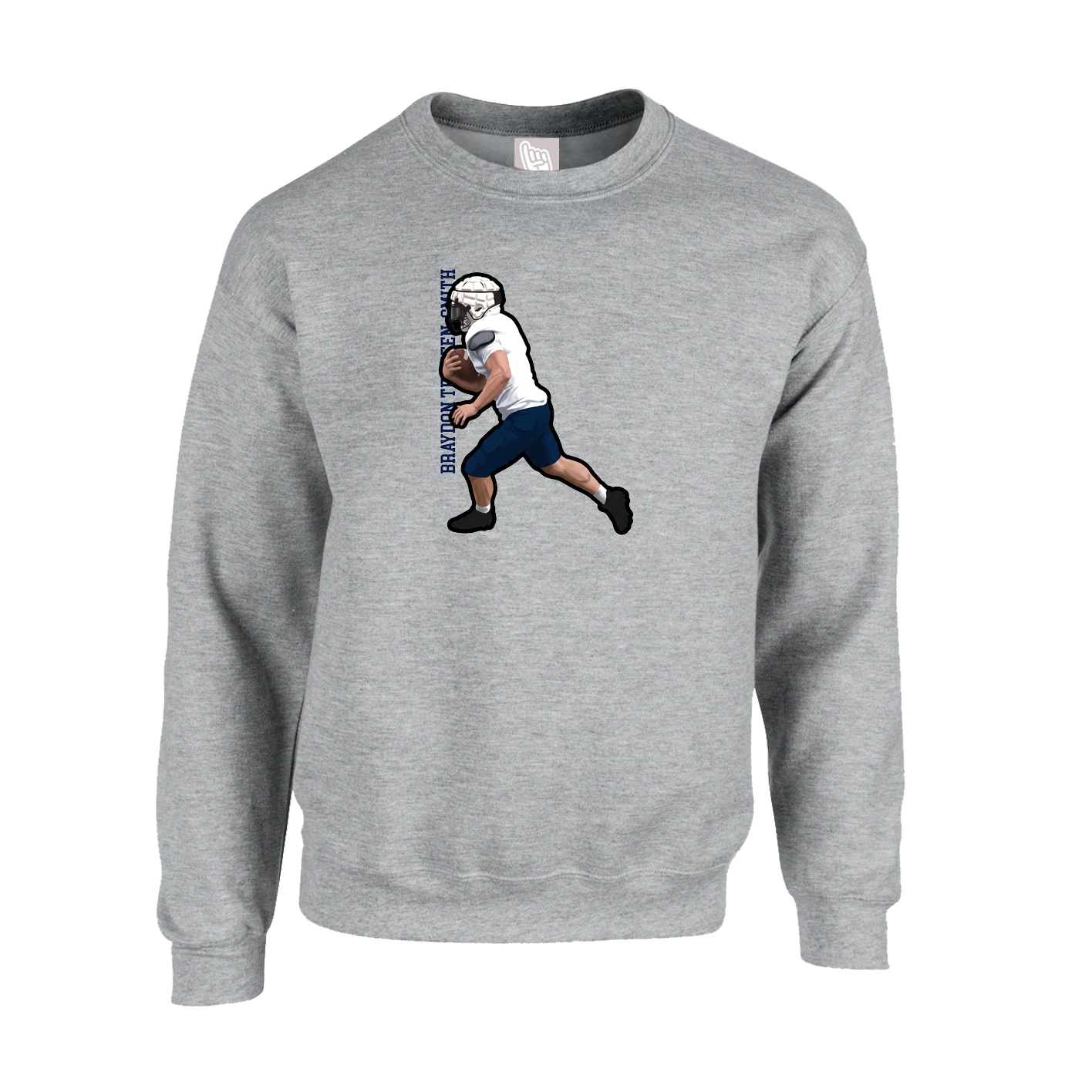 Fleece Crew — Name Vertical in Grey