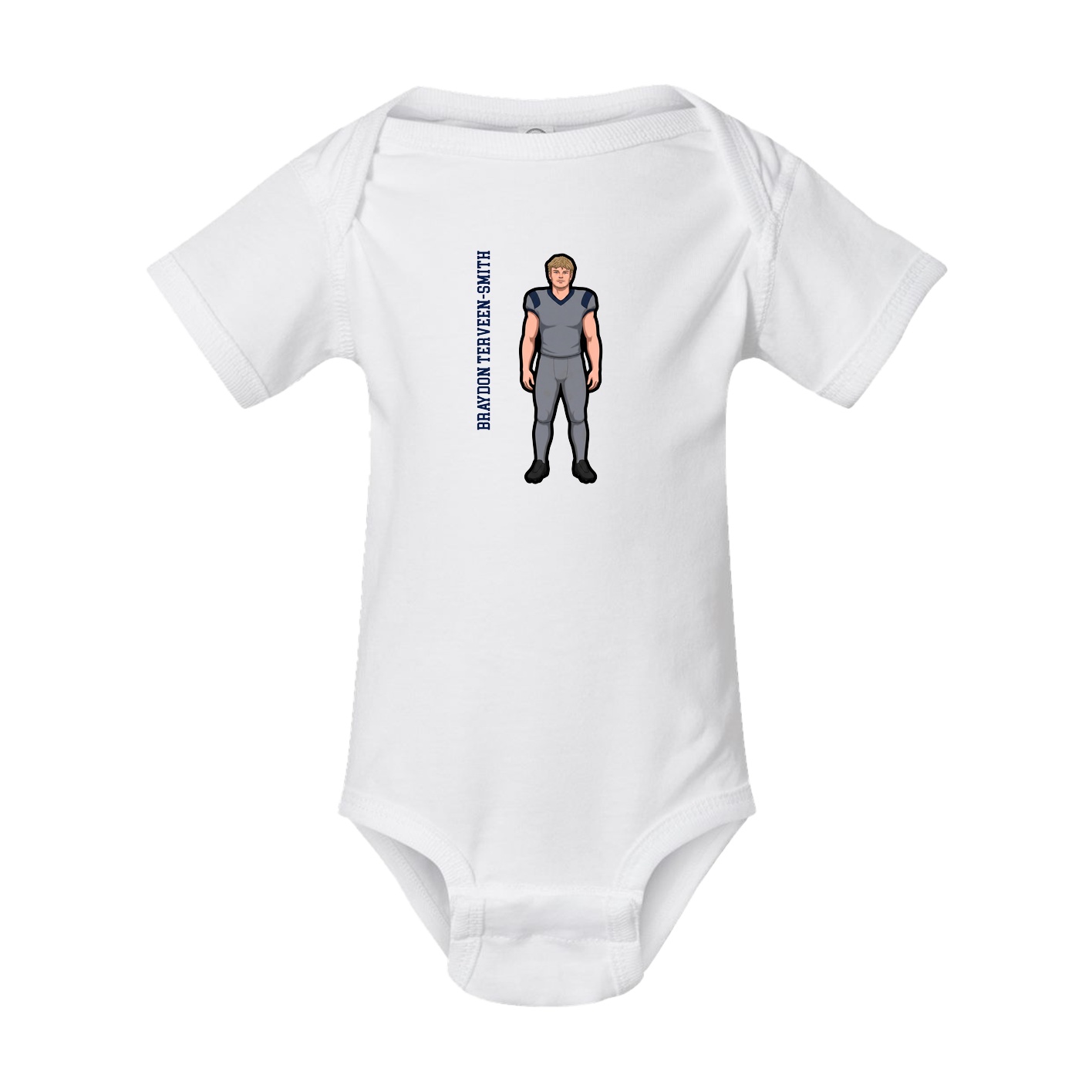 Baby Onesie — Name Vertical in White