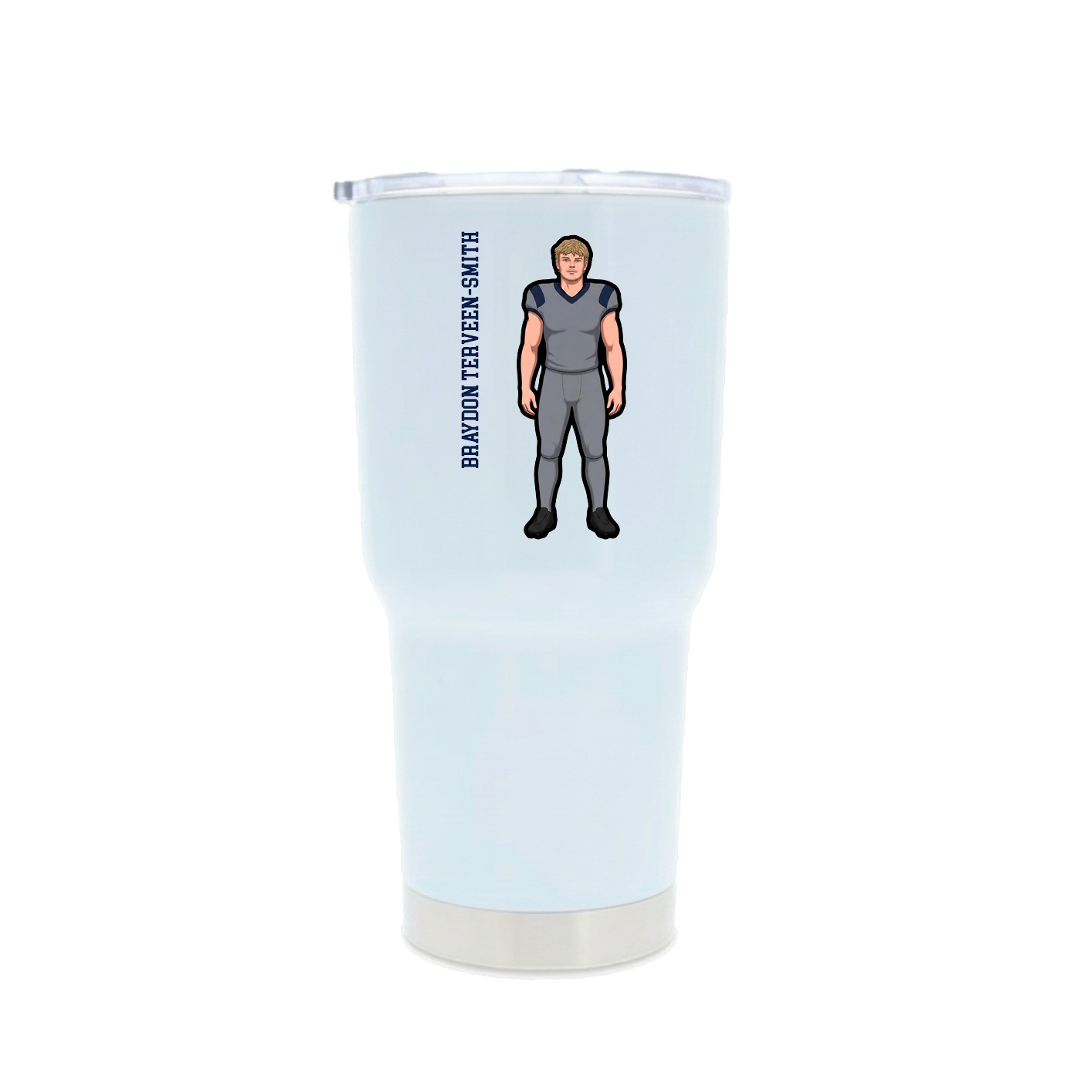 30oz Stainless Steel Tumbler — Name Vertical in White