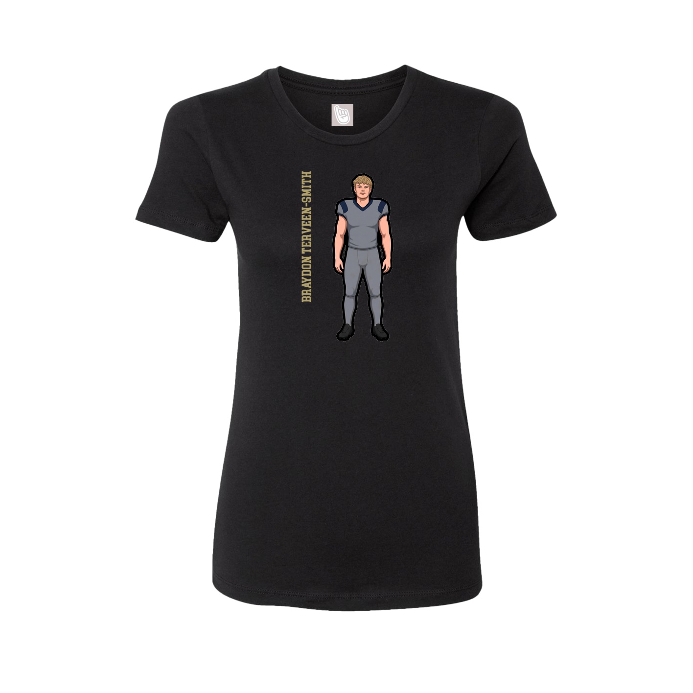 Fitted Women's Tee — Name Vertical in Black