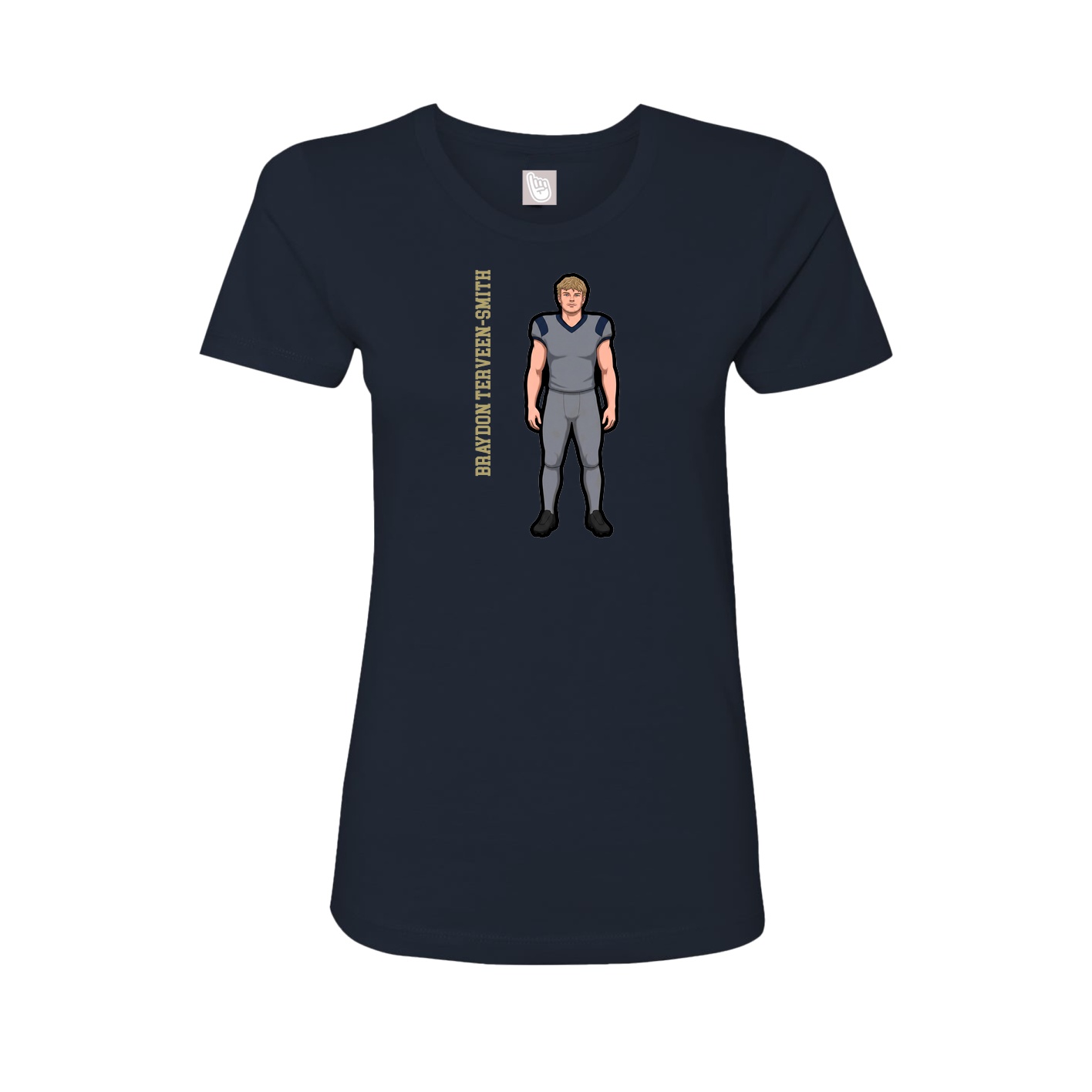 Womens Tee — Name Vertical in Navy