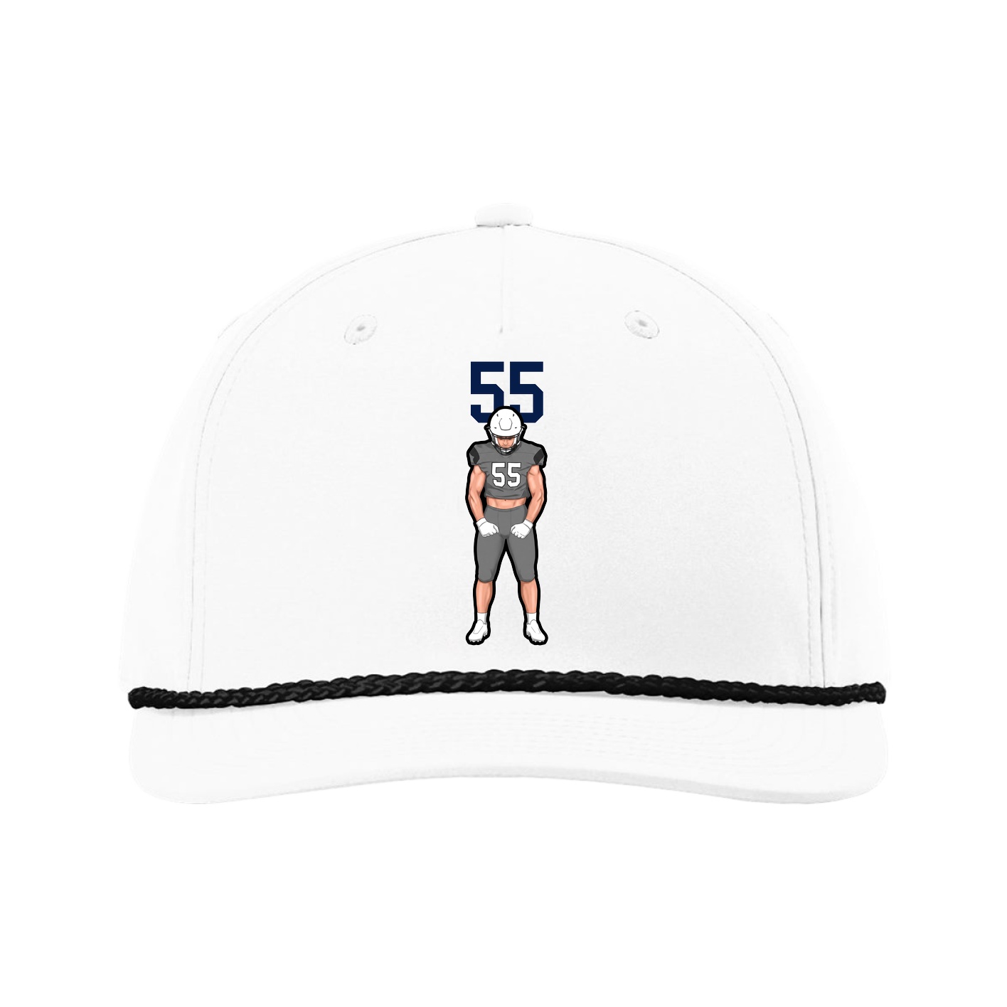 Five-Panel Classic Rope Cap — Number Top in White