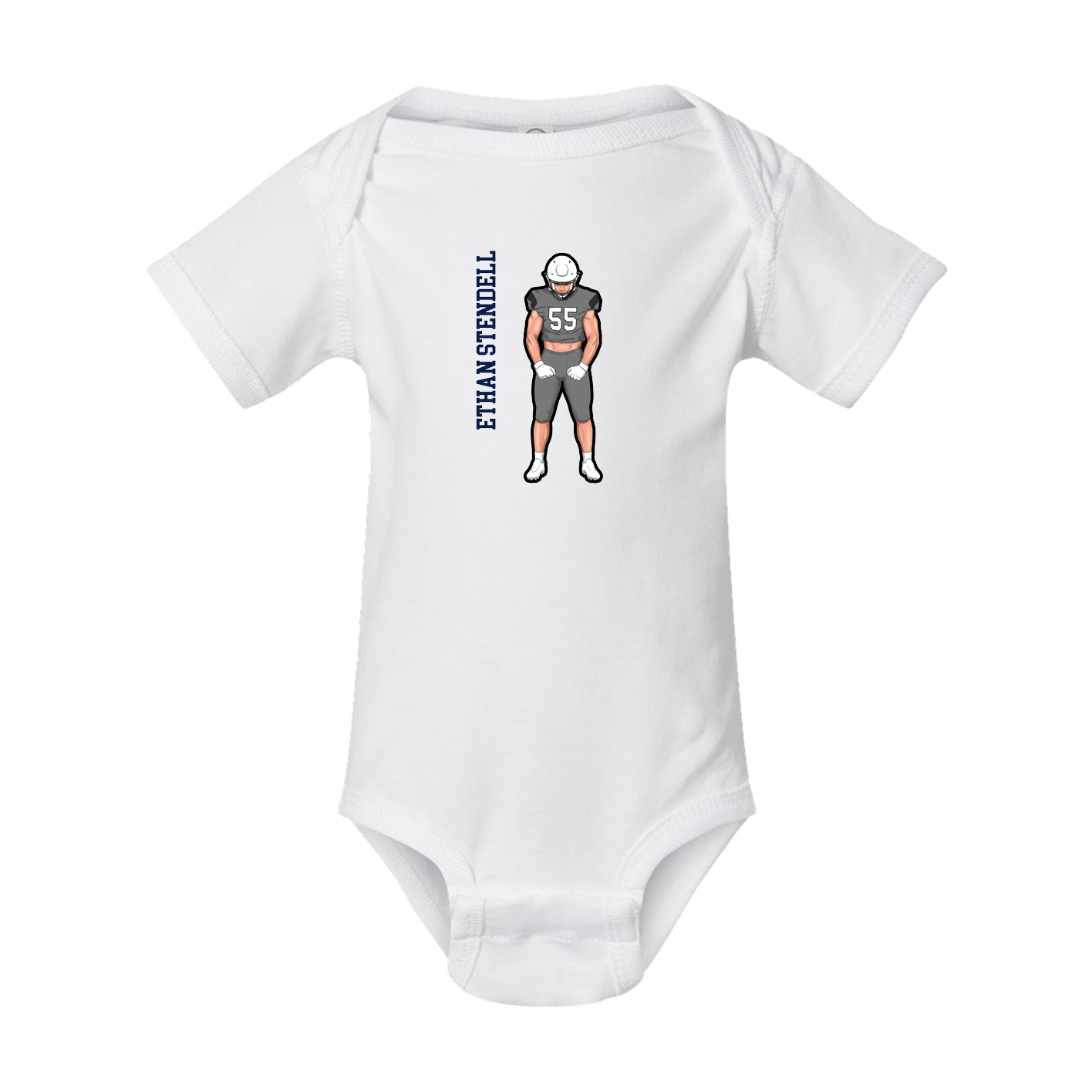 Baby Onesie — Name Vertical in White