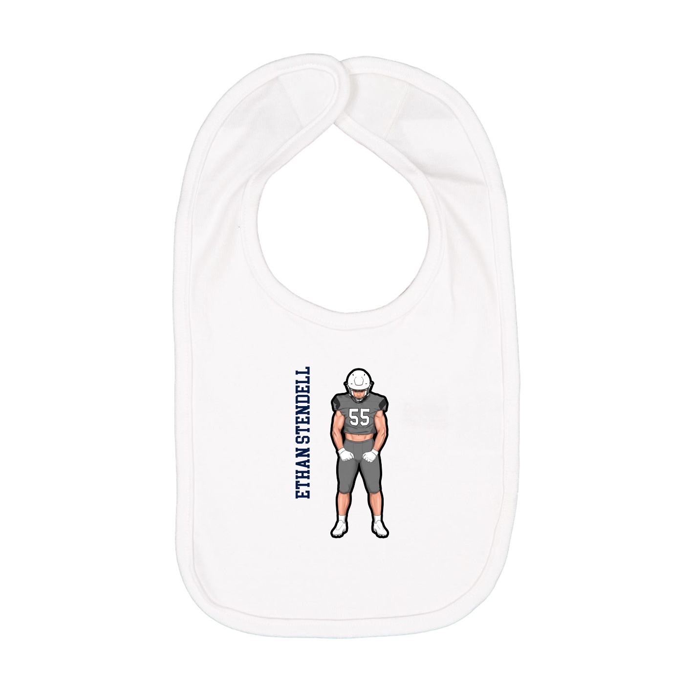 Infant Bib — Name Vertical in White