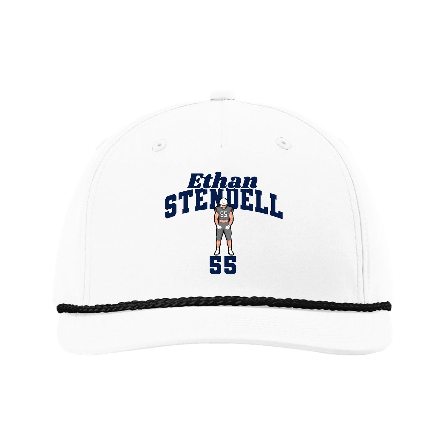 Five-Panel Classic Rope Cap — Signature Arch in White