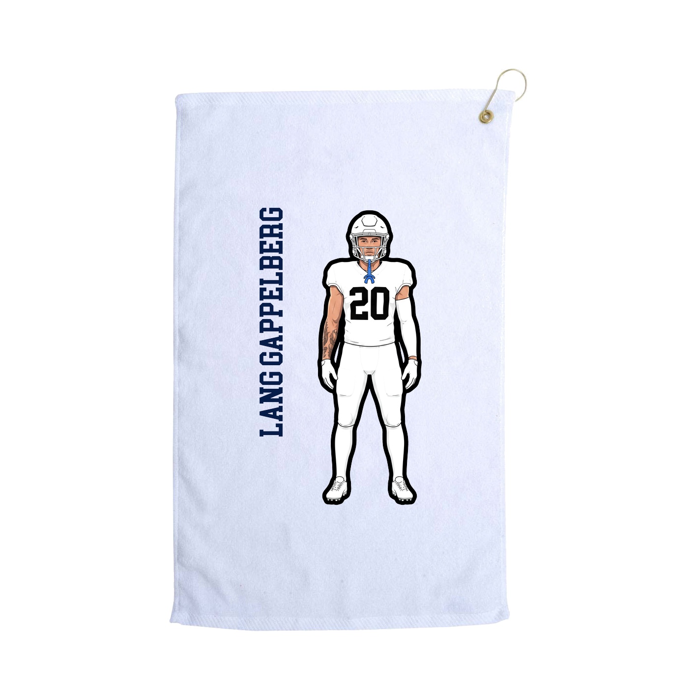 Golf Towel — Name Vertical in White