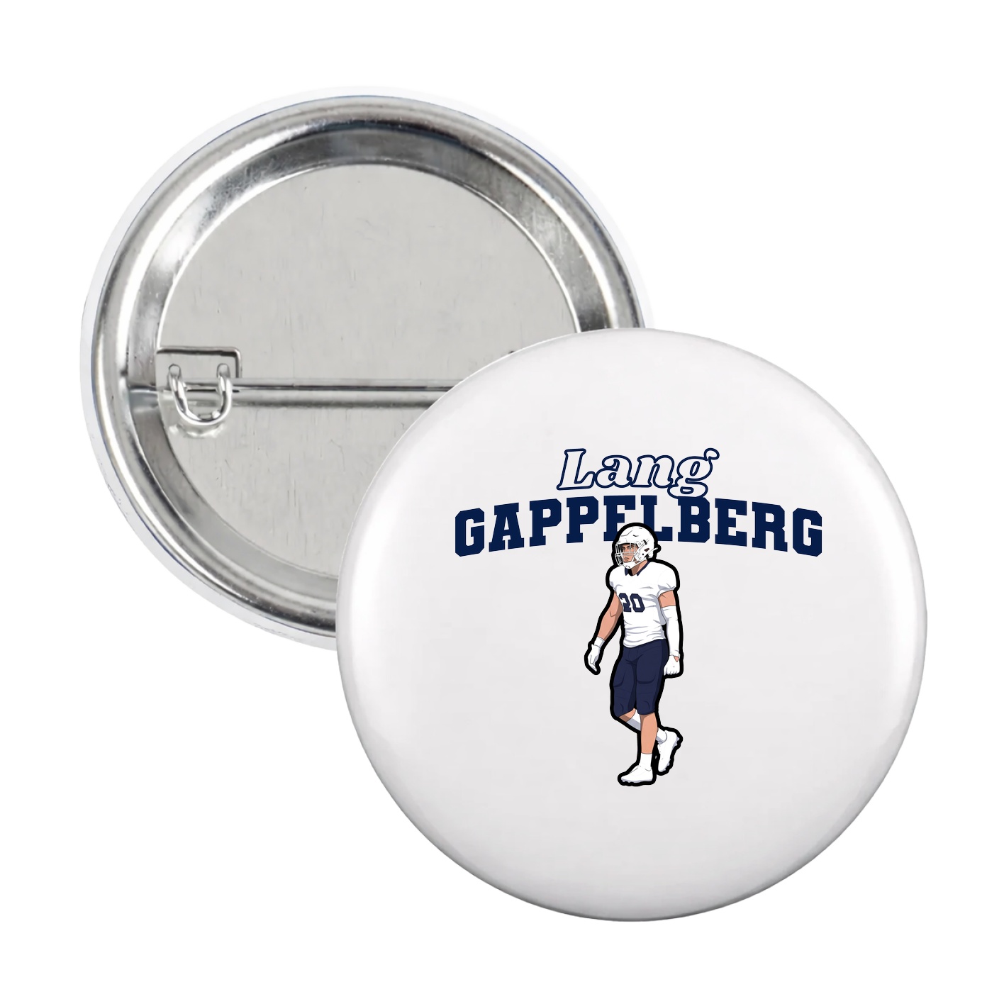 Game Day Button — Name Arch in White