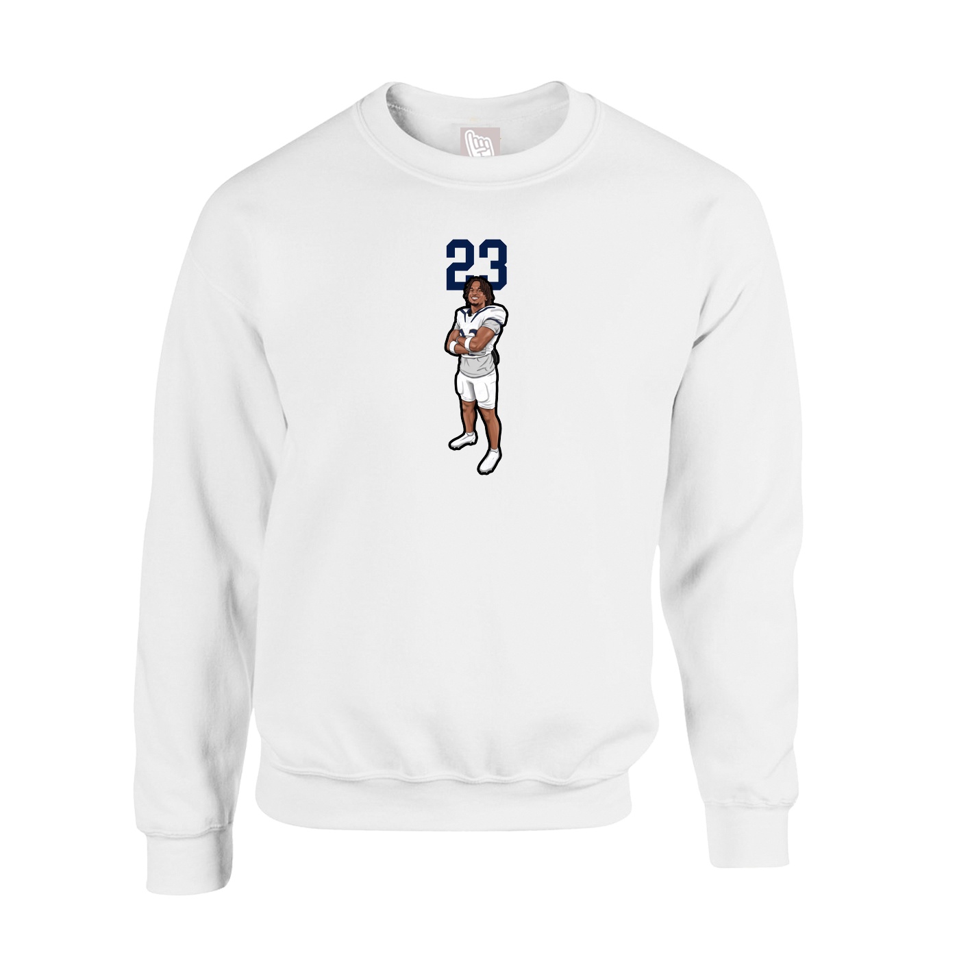 Fleece Crew — Number Top in White