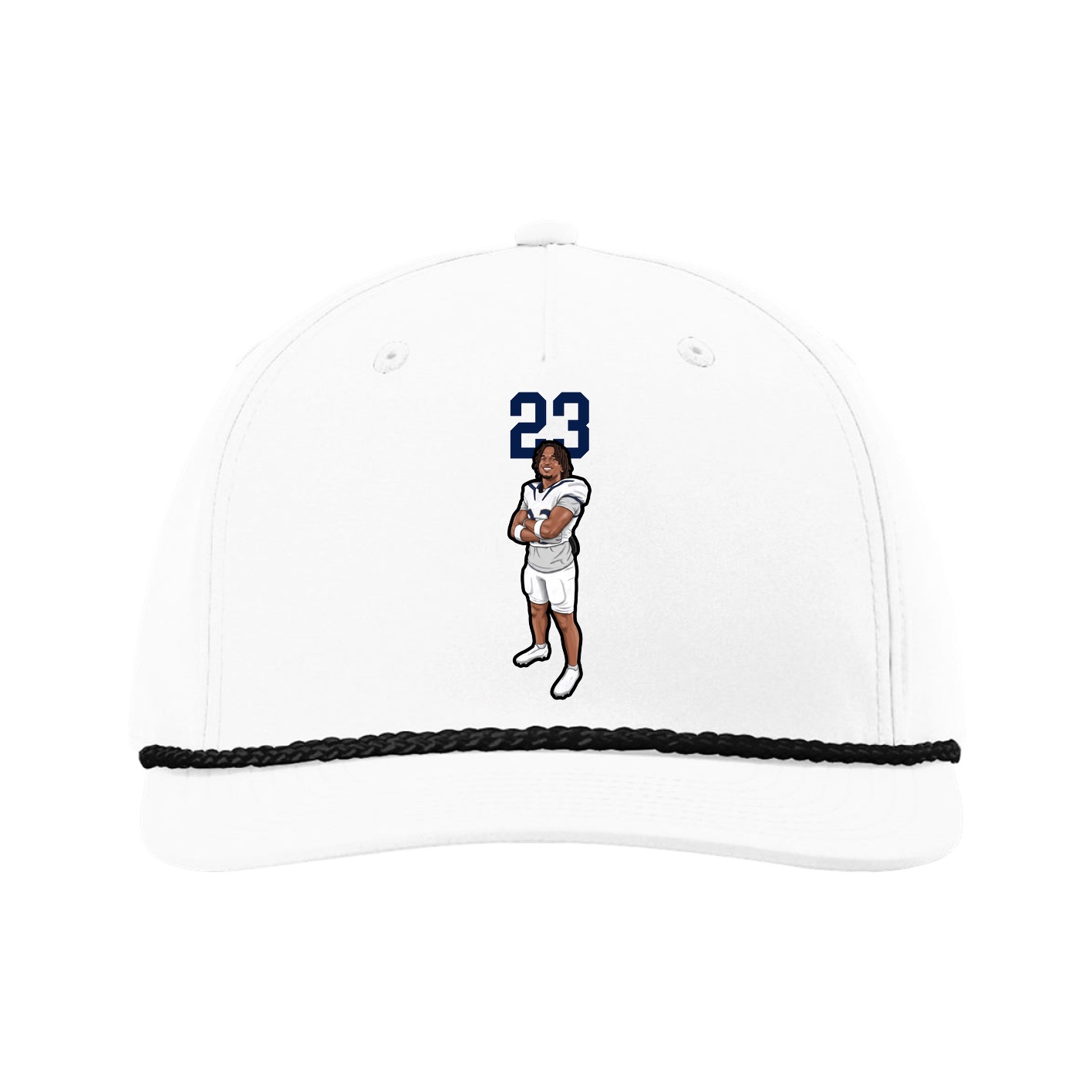 Five-Panel Classic Rope Cap — Number Top in White