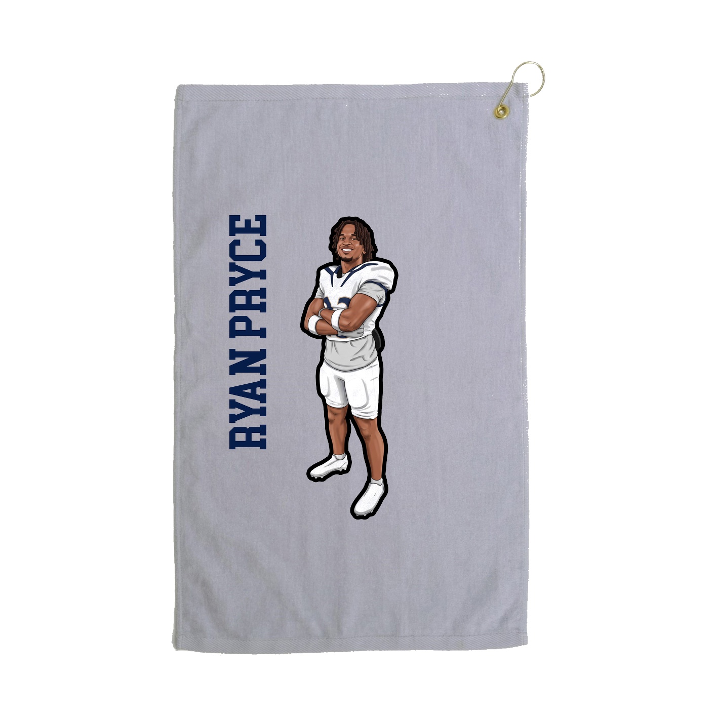 Golf Towel — Name Vertical in Grey