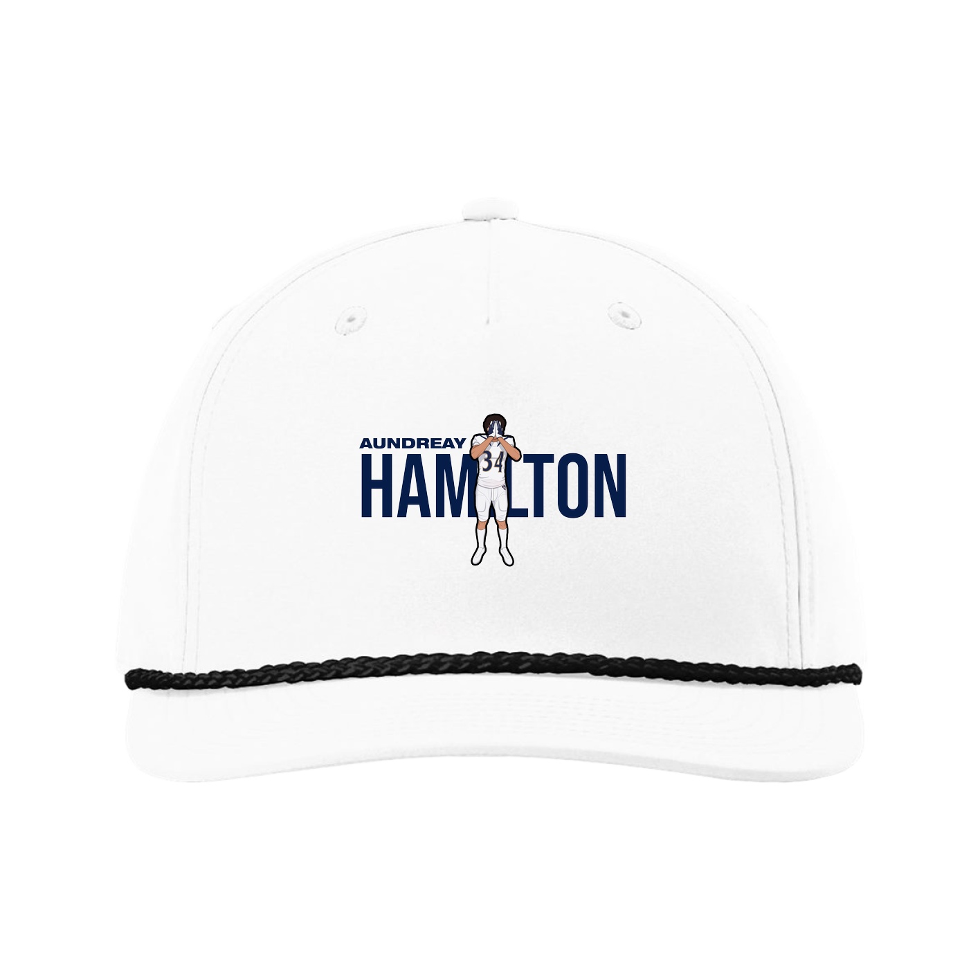 Five-Panel Classic Rope Cap — Player Name in White