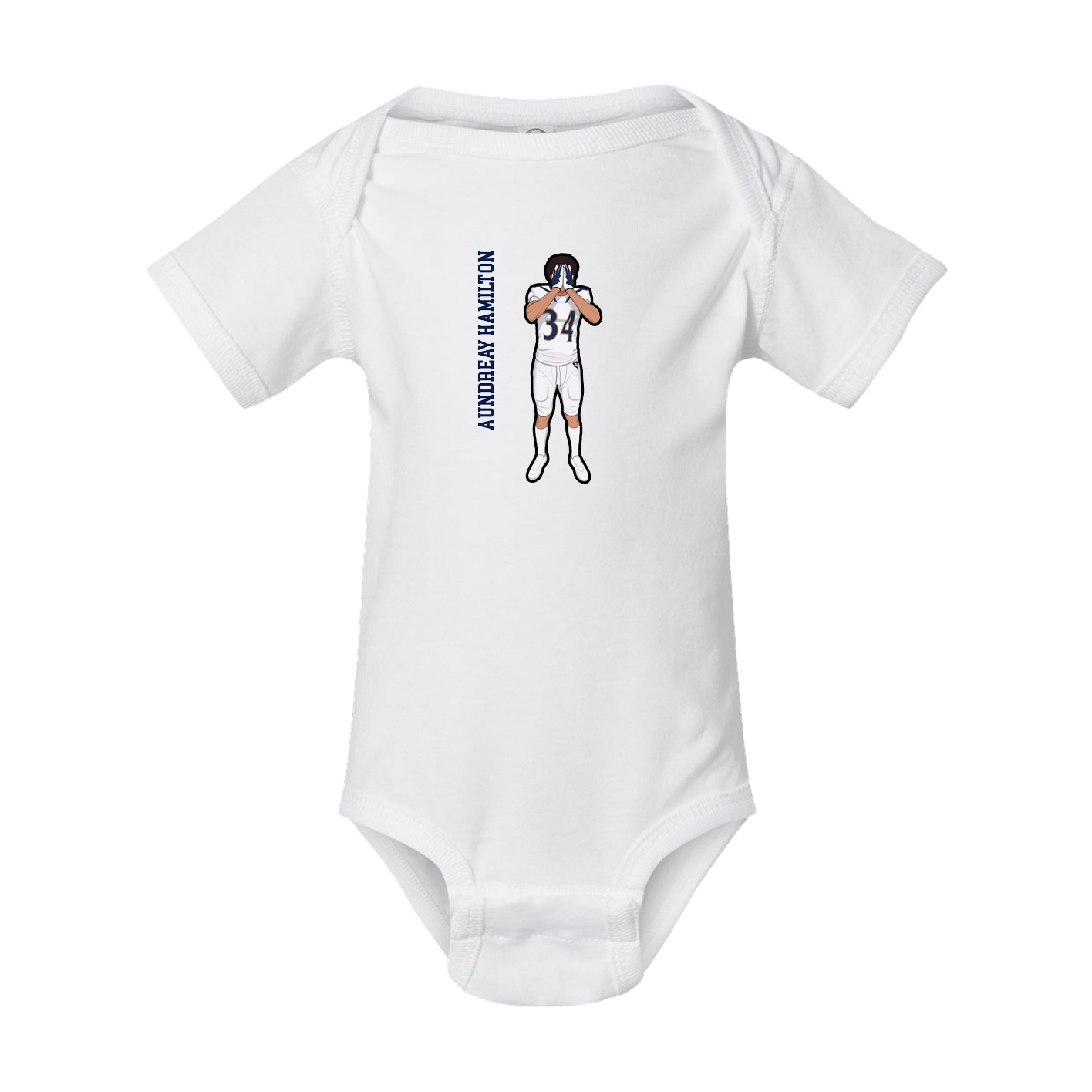 Baby Onesie — Name Vertical in White