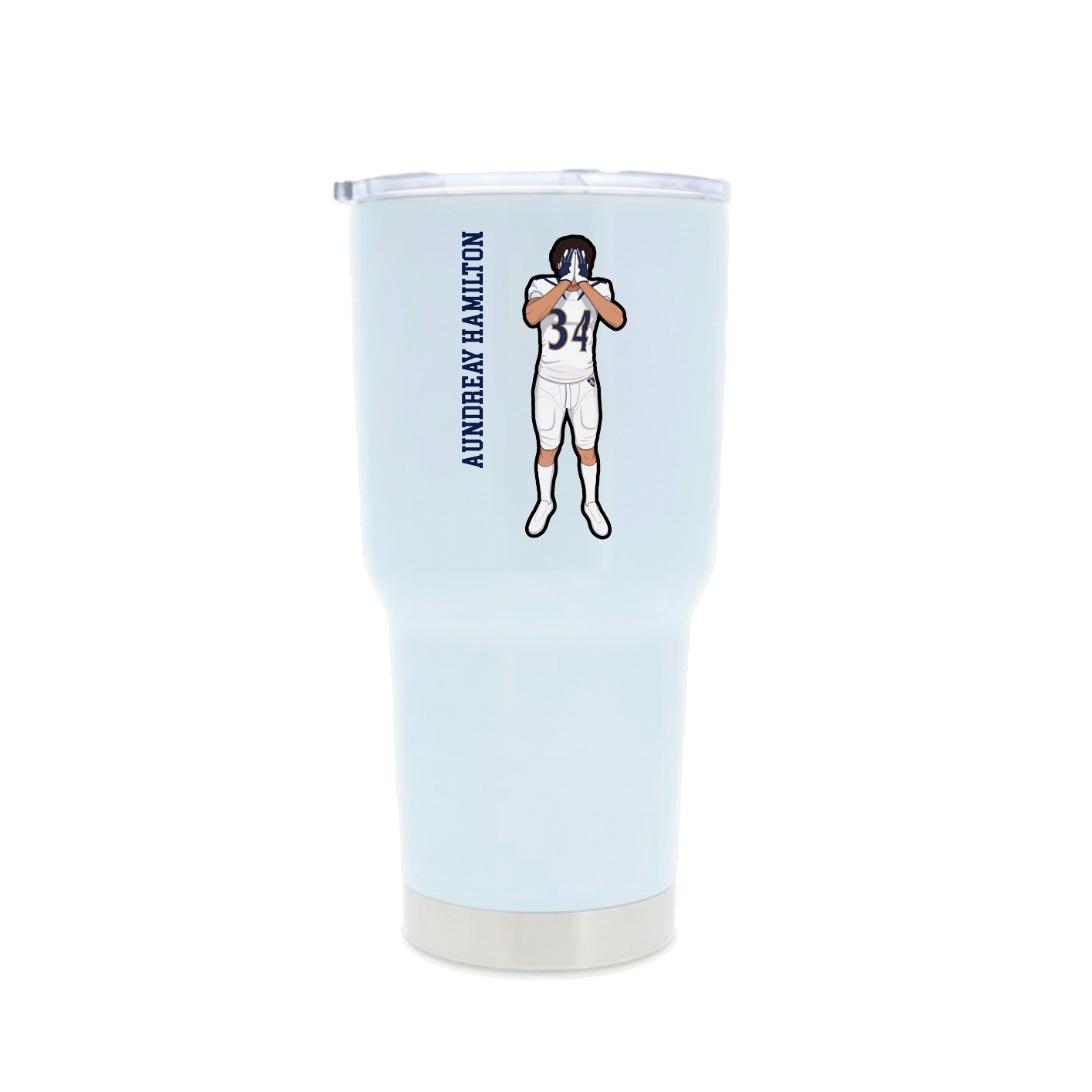 30oz Stainless Steel Tumbler — Name Vertical in White