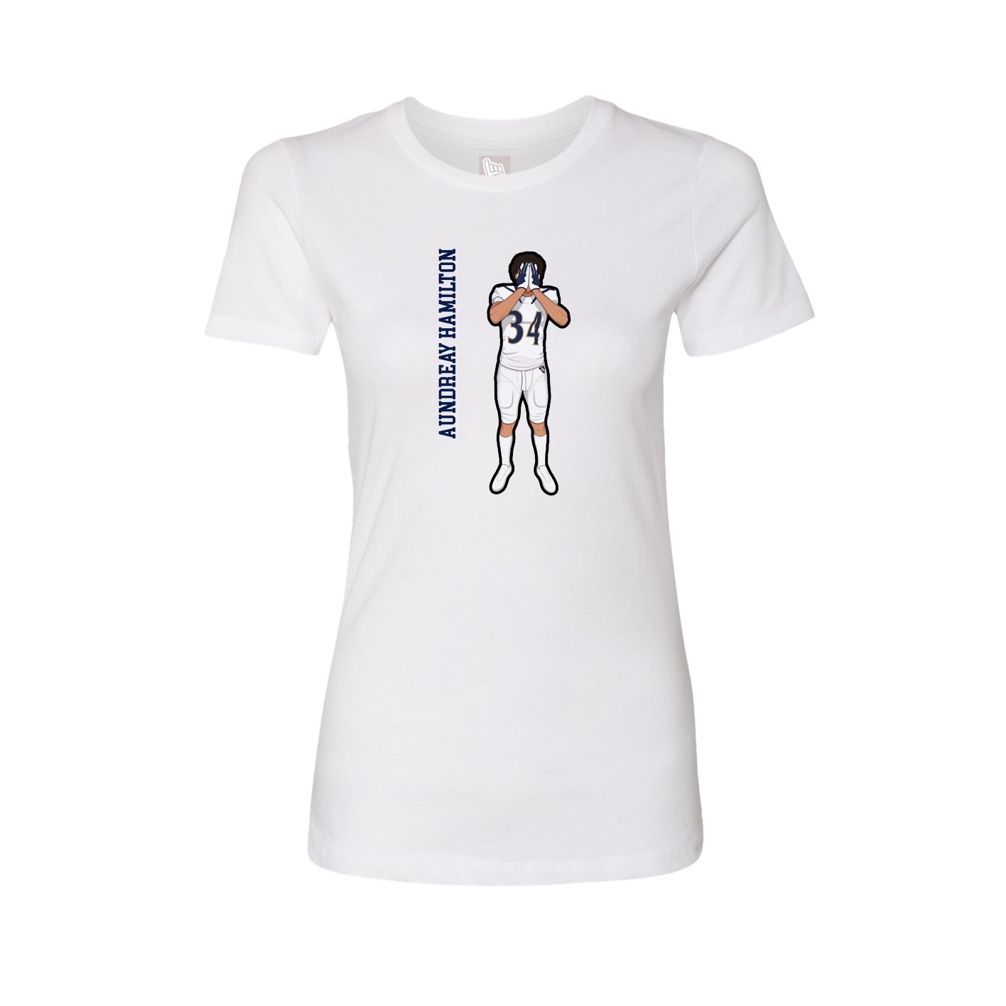 Fitted Women's Tee — Name Vertical in White