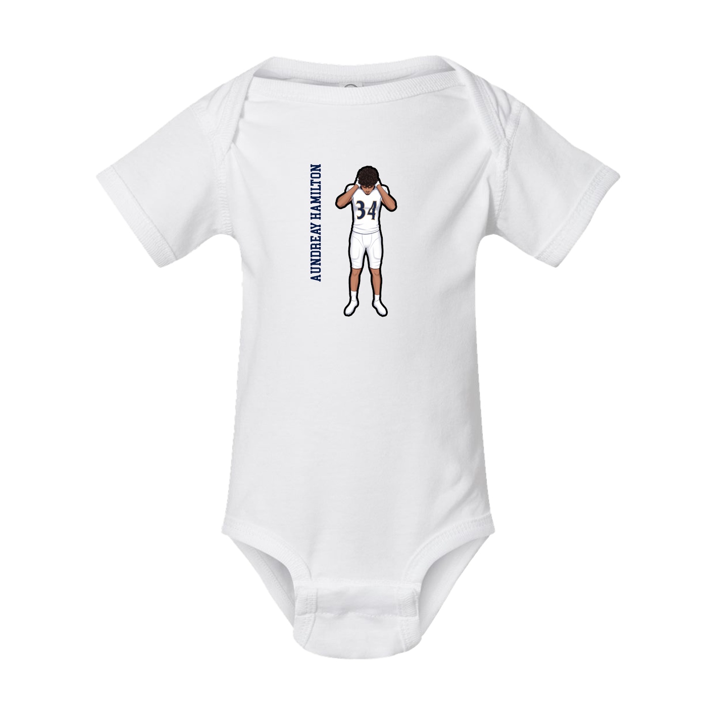 Baby Onesie — Name Vertical in White