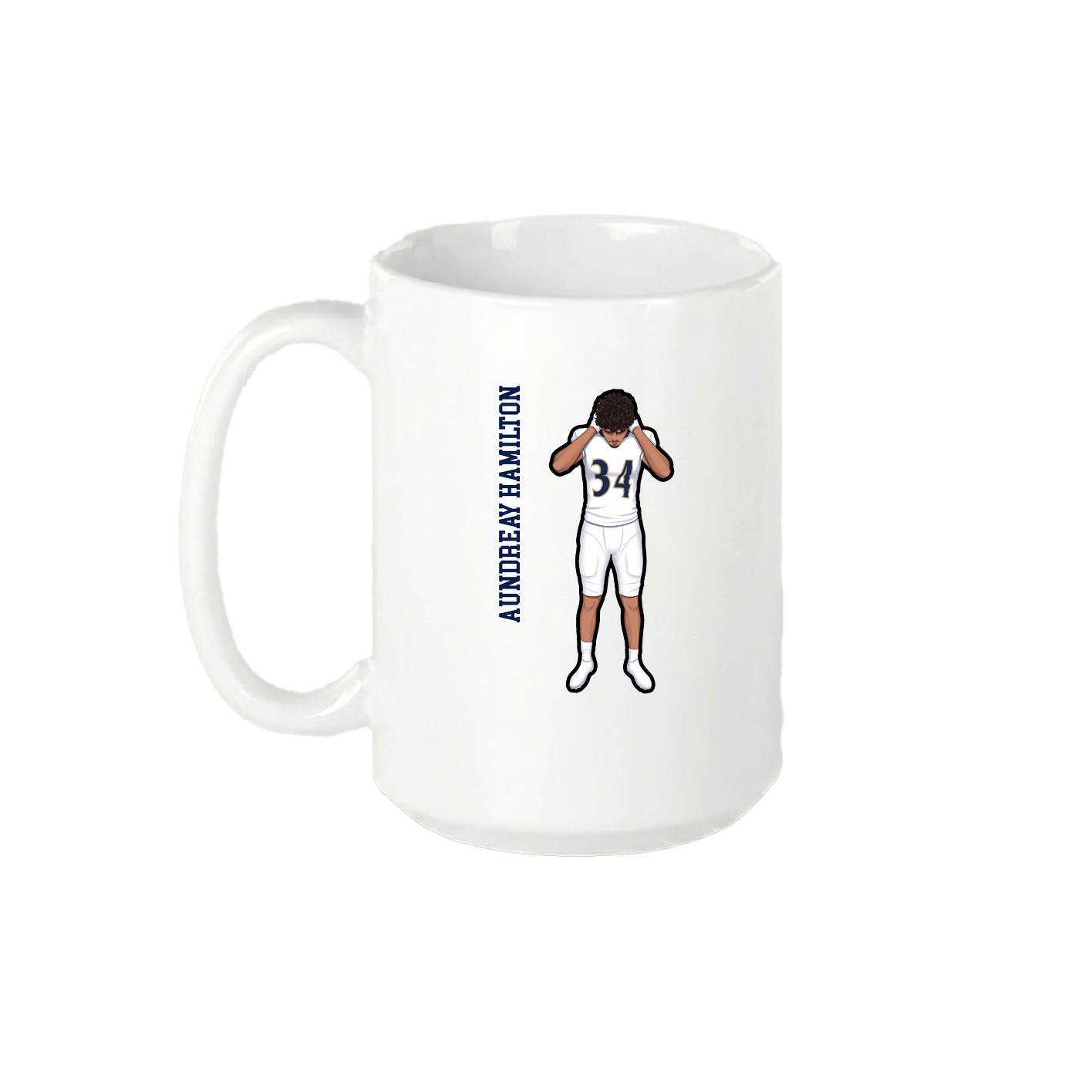 15oz Coffee Mug — Name Vertical in White