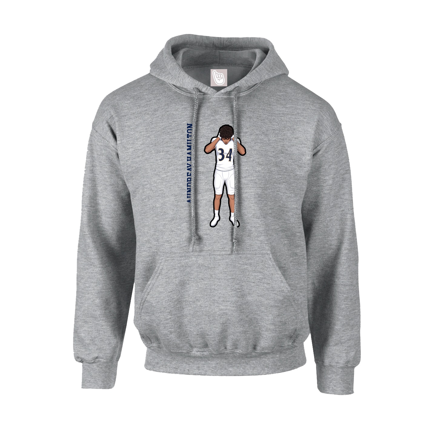 Youth Hoodie — Name Vertical in Grey