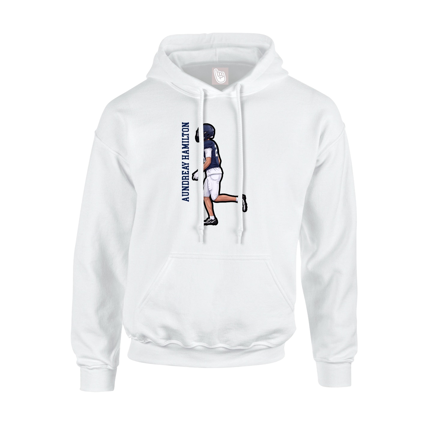Youth Hoodie — Name Vertical in White