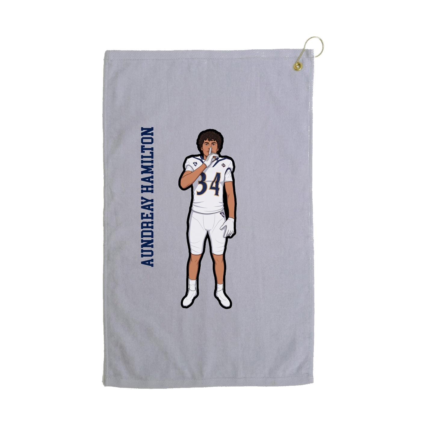Golf Towel — Name Vertical in Grey