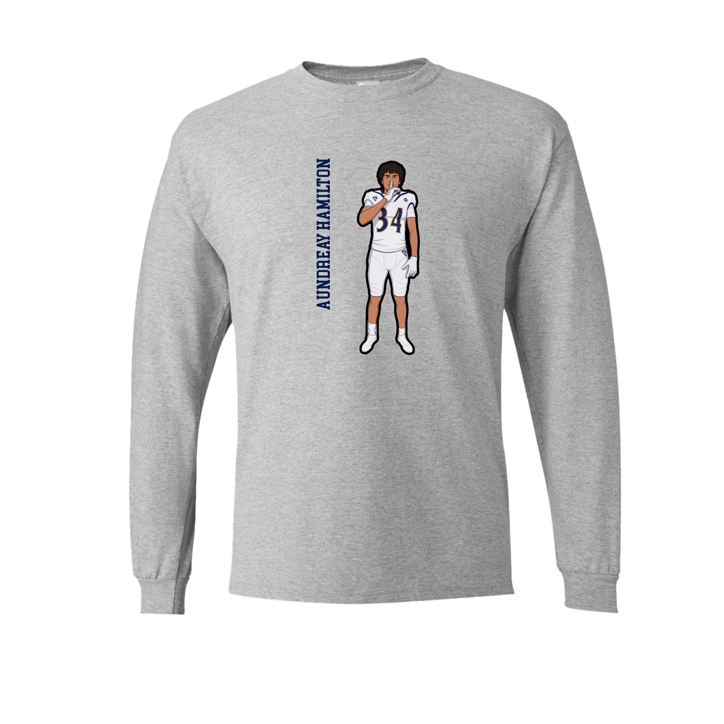 Long Sleeve Tee — Name Vertical in Grey