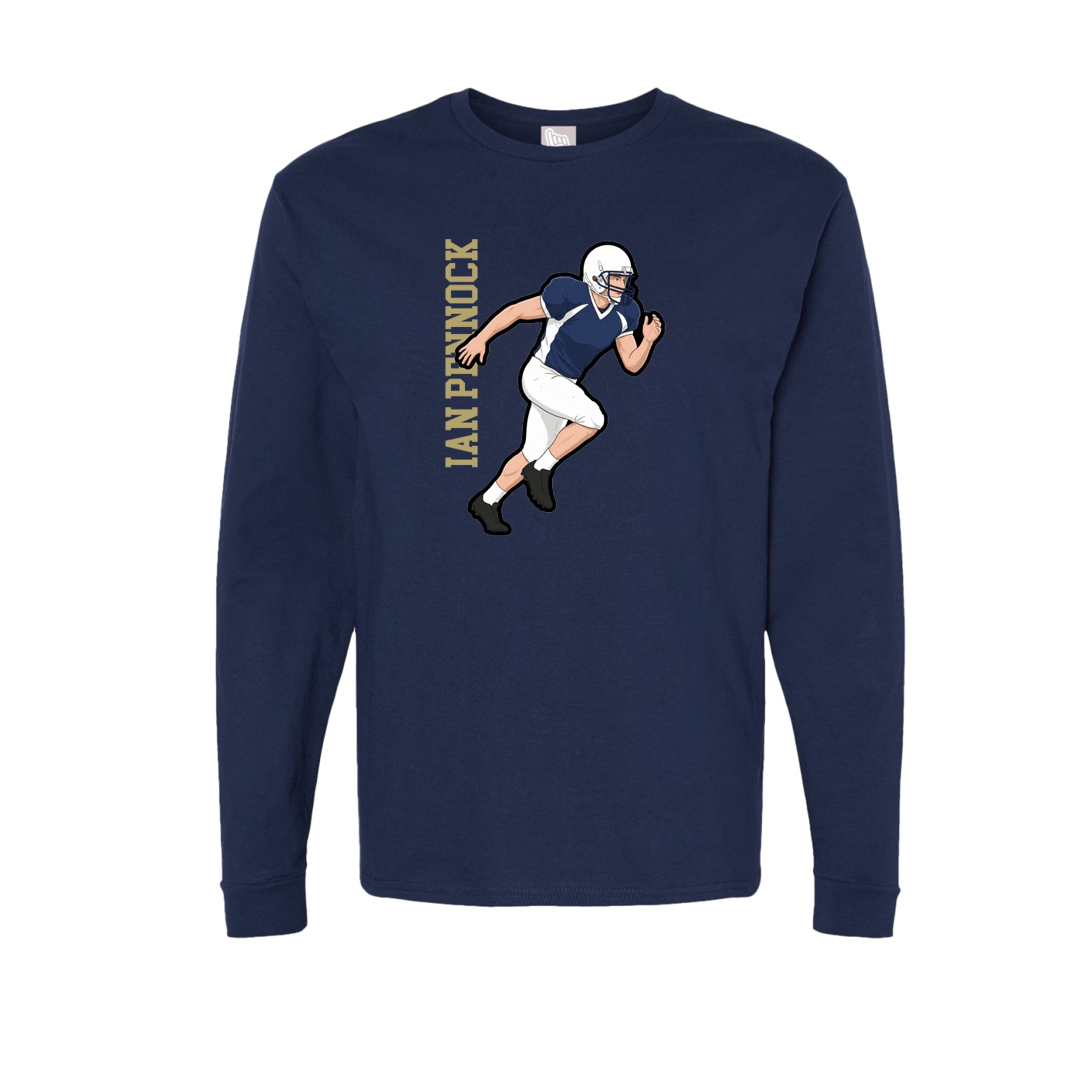Long Sleeve Tee — Name Vertical in Navy