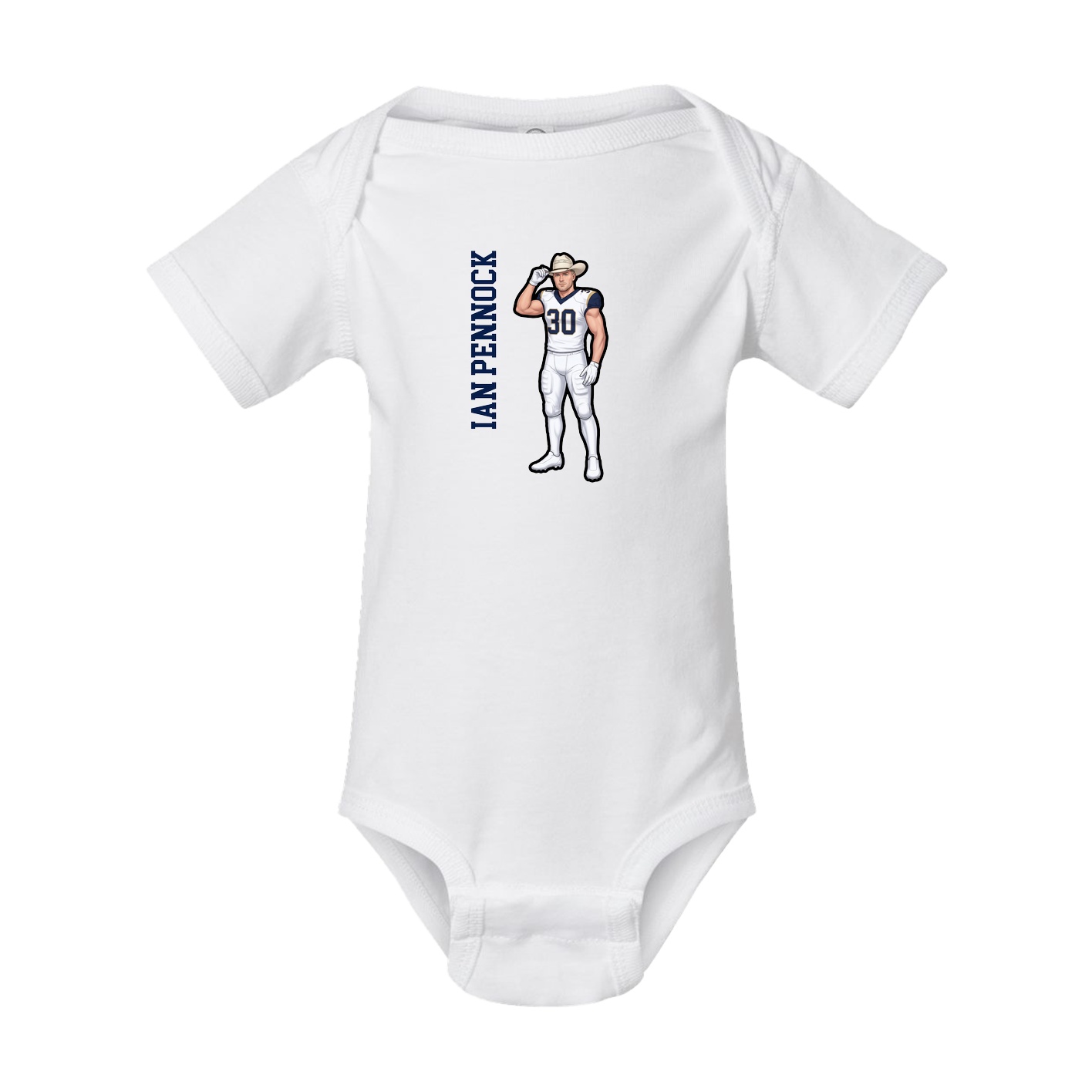 Baby Onesie — Name Vertical in White