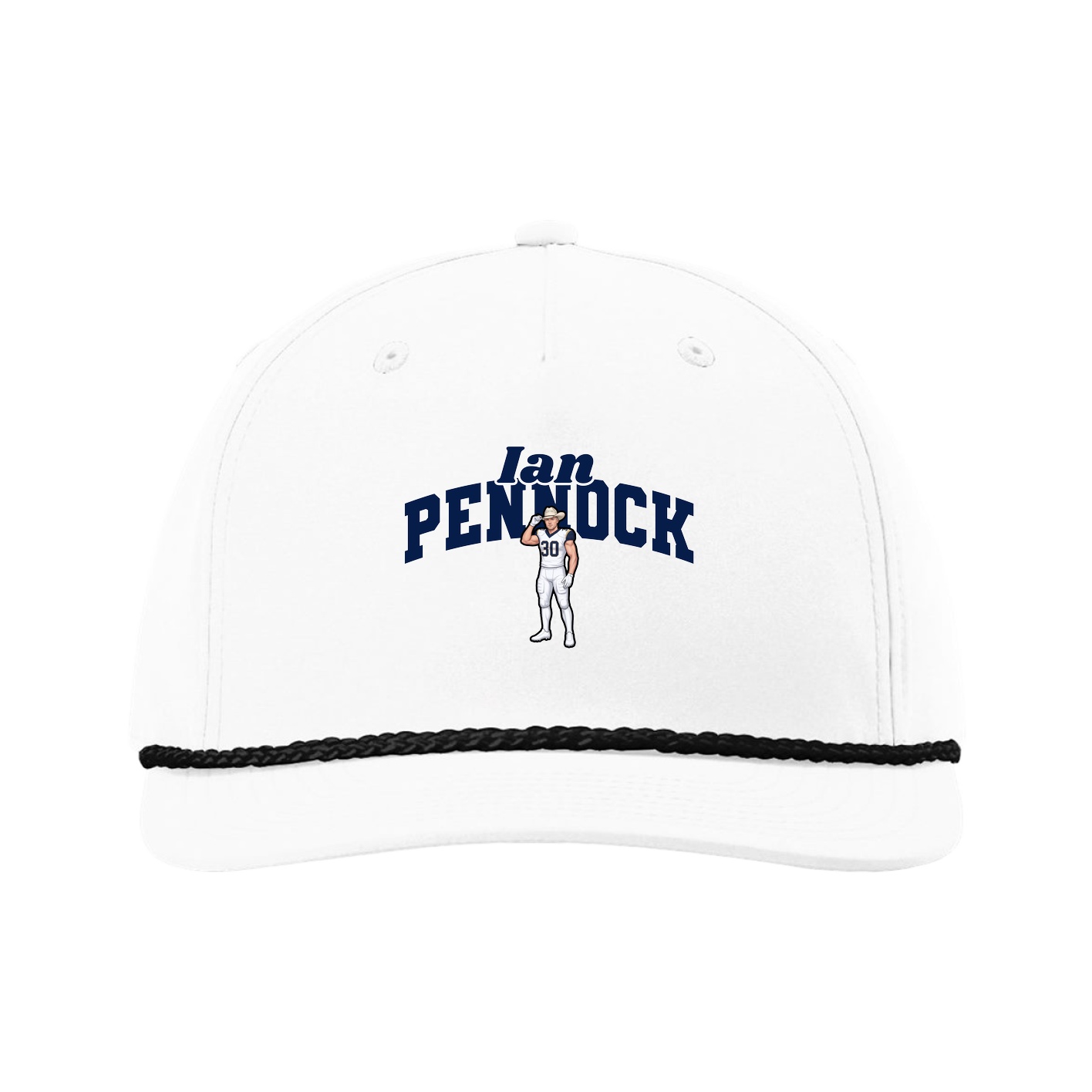Five-Panel Classic Rope Cap — Signature Arch in White