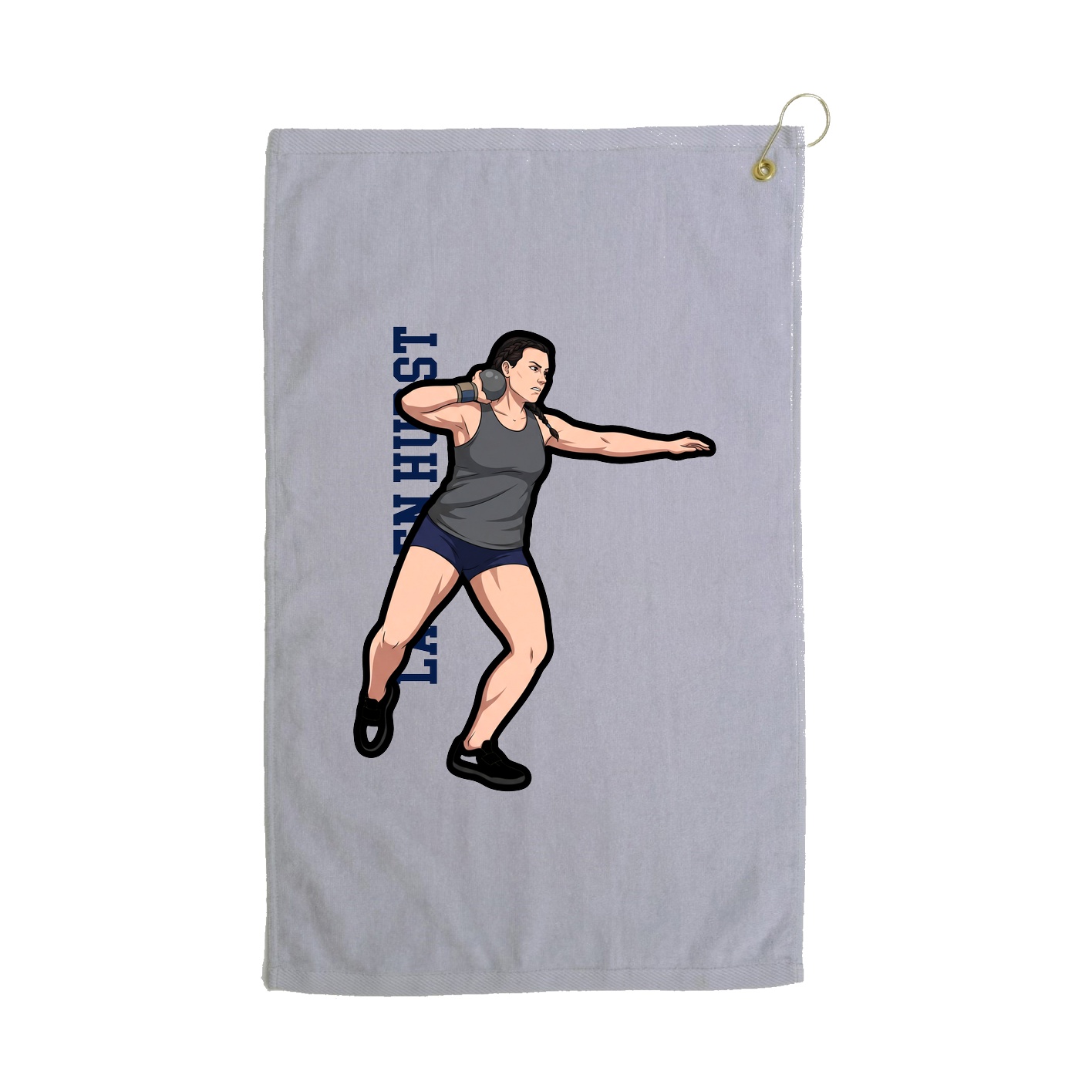 Golf Towel — Name Vertical in Grey
