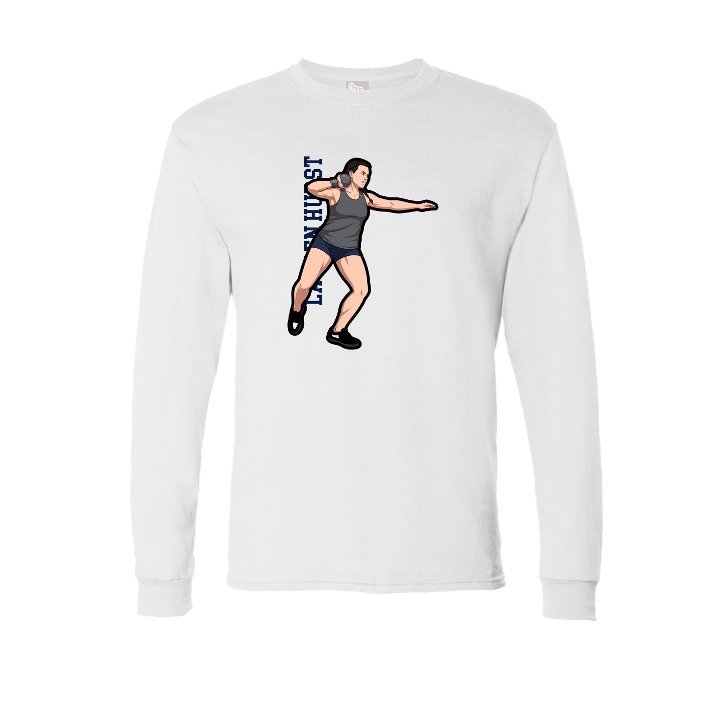 Long Sleeve Tee — Name Vertical in White
