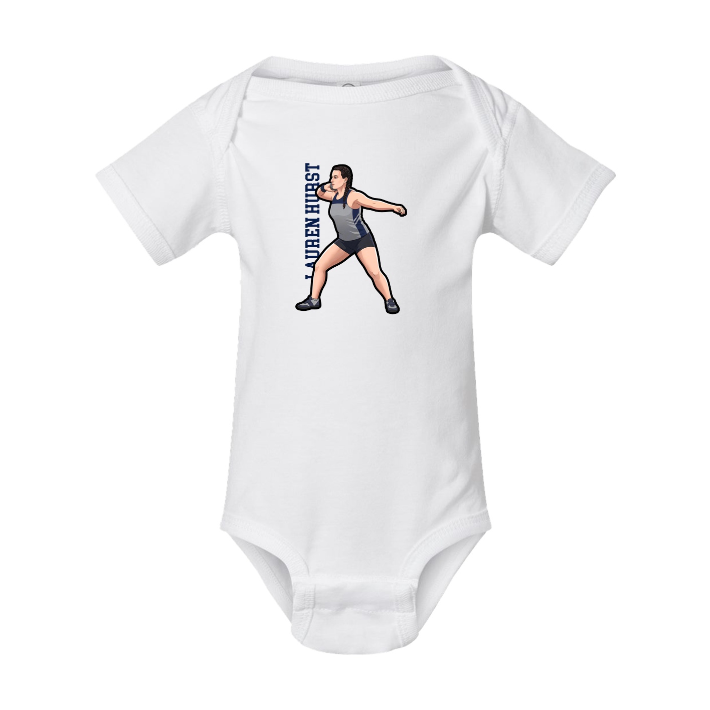 Baby Onesie — Name Vertical in White