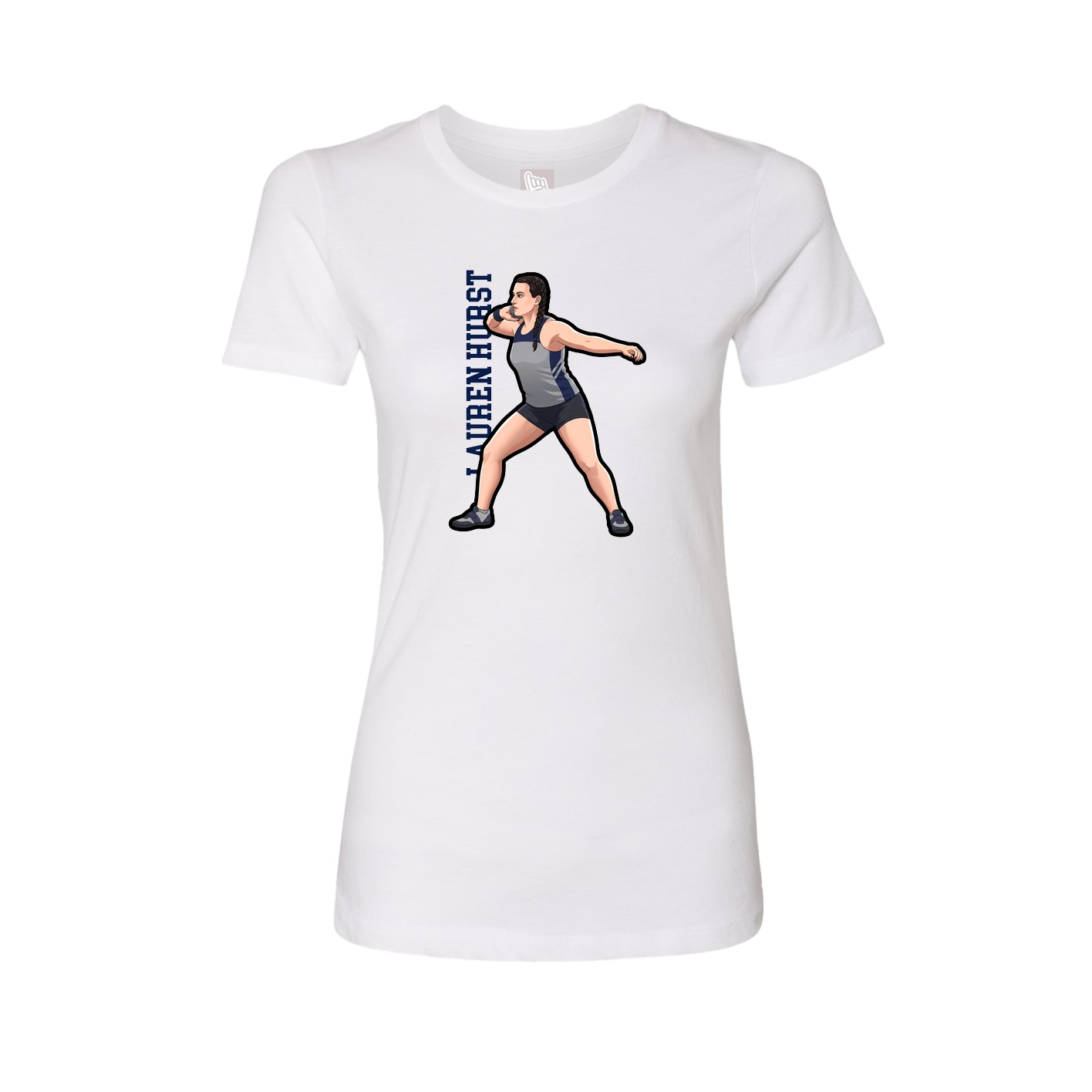 Womens Tee — Name Vertical in White